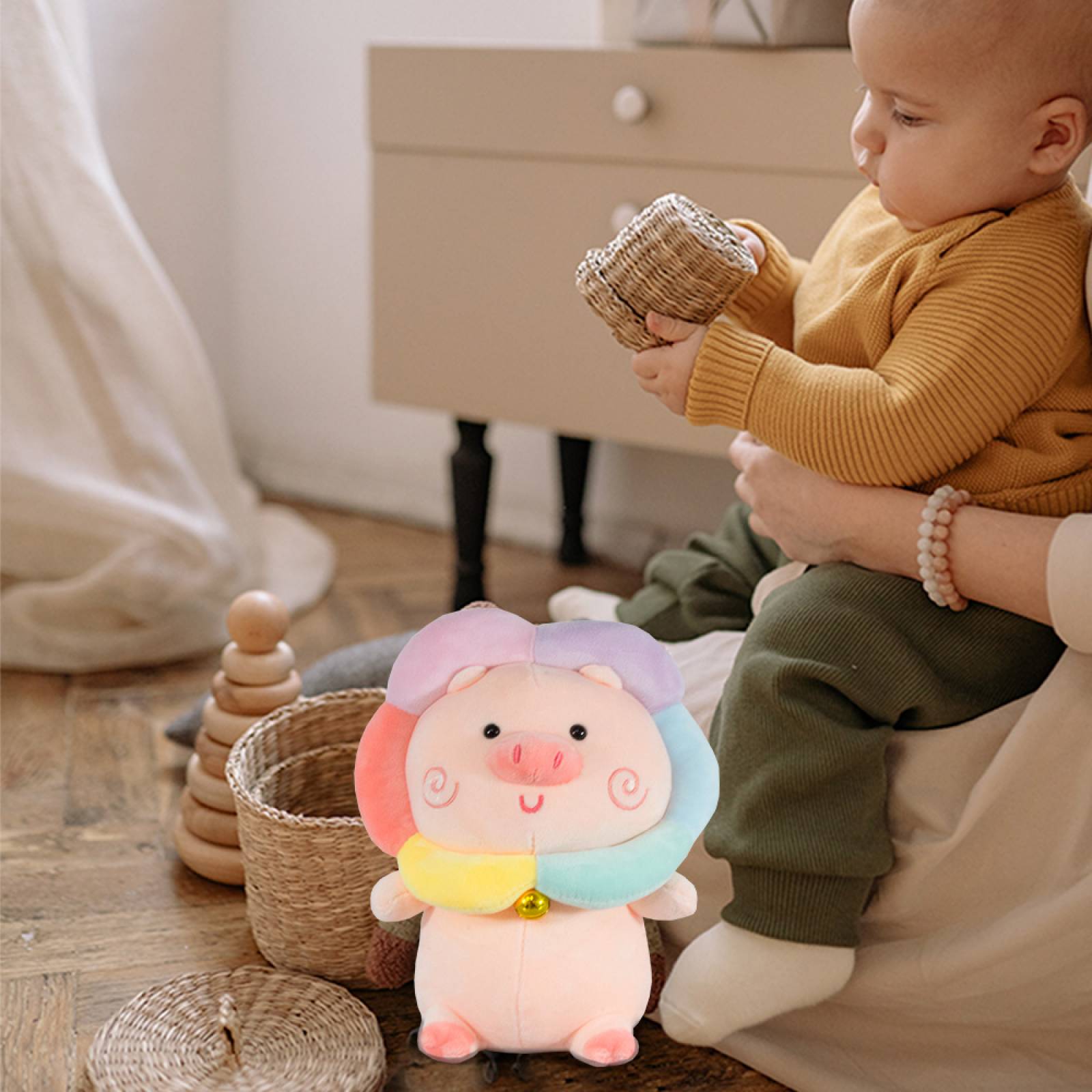 Puerco de Peluche con Cascabel Suave Y Esponjoso Cerdito Pink 28 cm