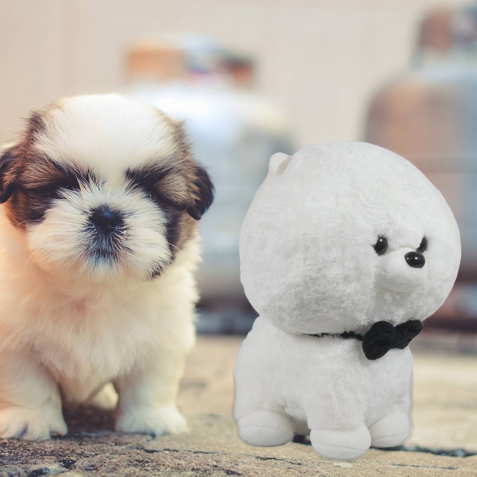 Perrito de Peluche Con Moño Suave y Esponjoso Cachorro de Peluche