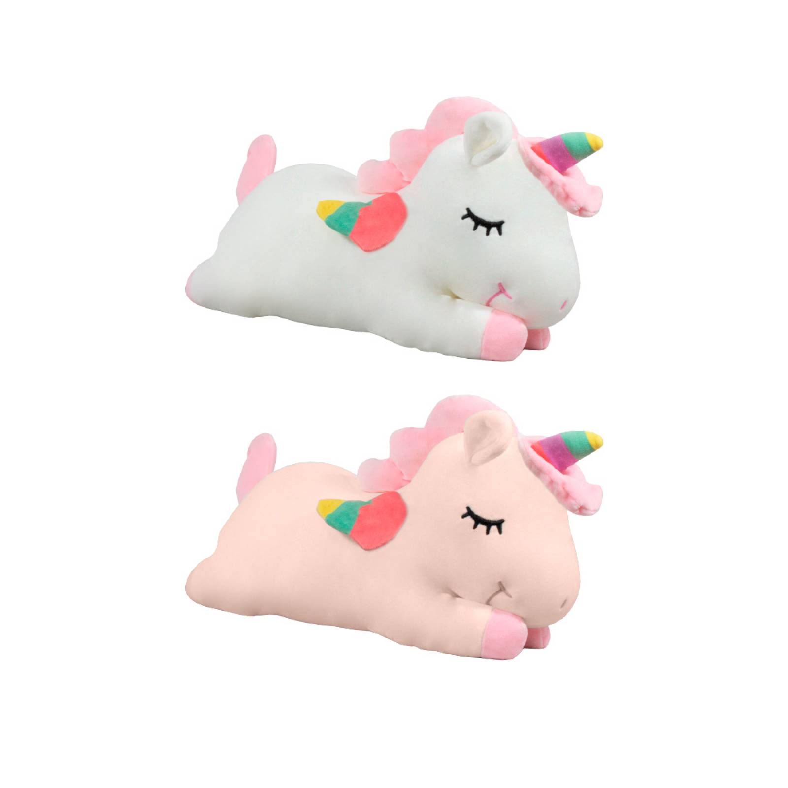 Unicornio De Peluche Acostado Con Alas Arcoiris Chico 30 Cm