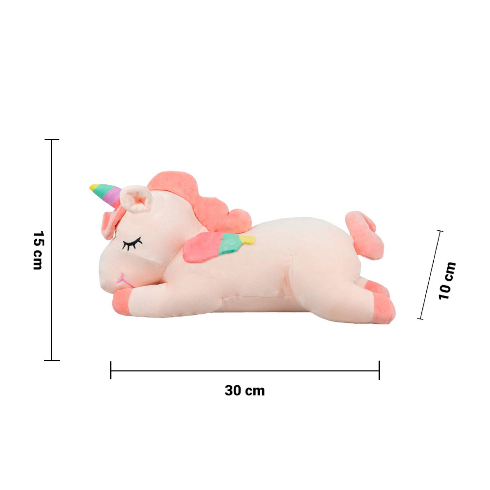Unicornio De Peluche Acostado Con Alas Arcoiris Chico 30 Cm