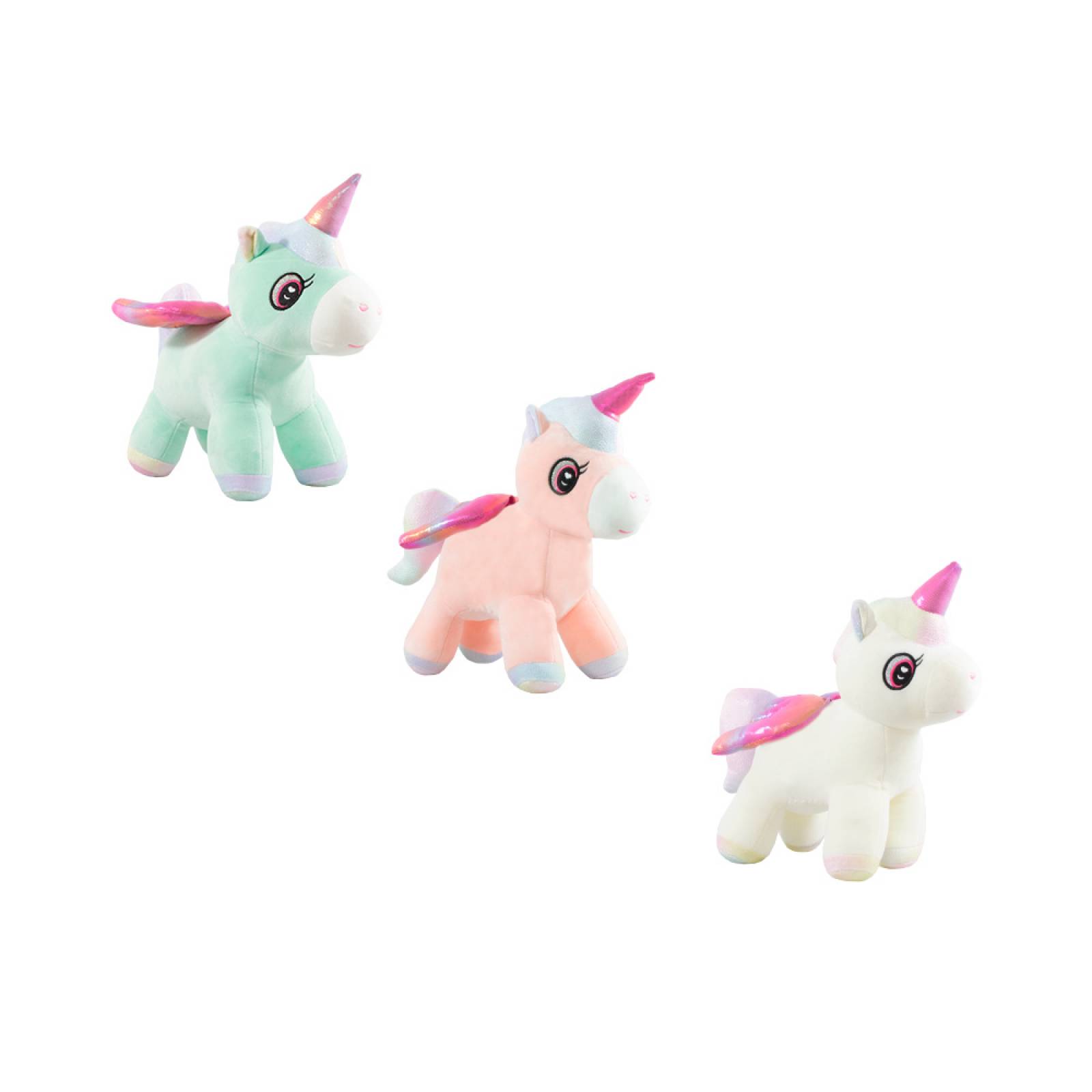 Unicornio De Peluche Suave Con Alas Brillantes Rosas
