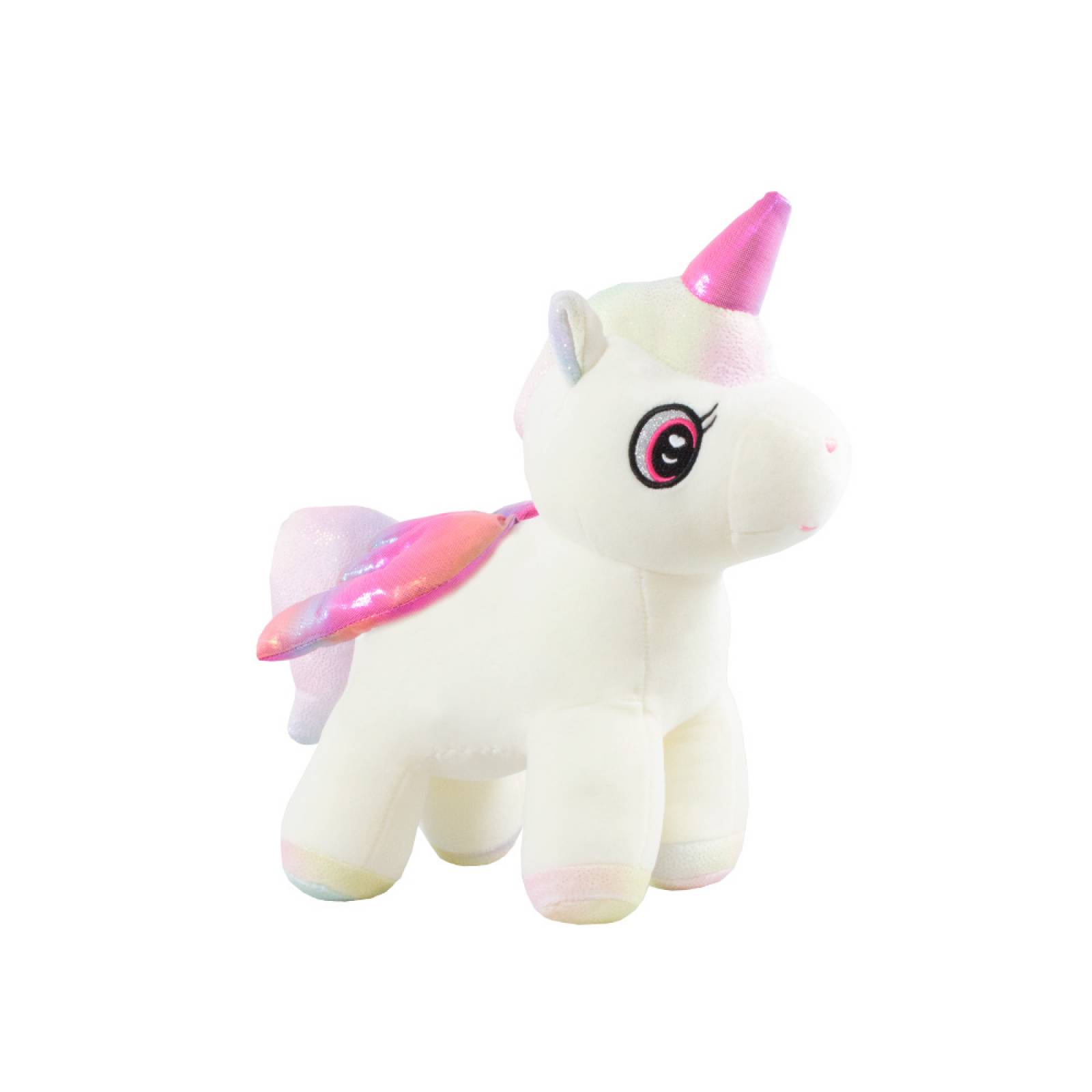 Unicornio De Peluche Suave Con Alas Brillantes Rosas