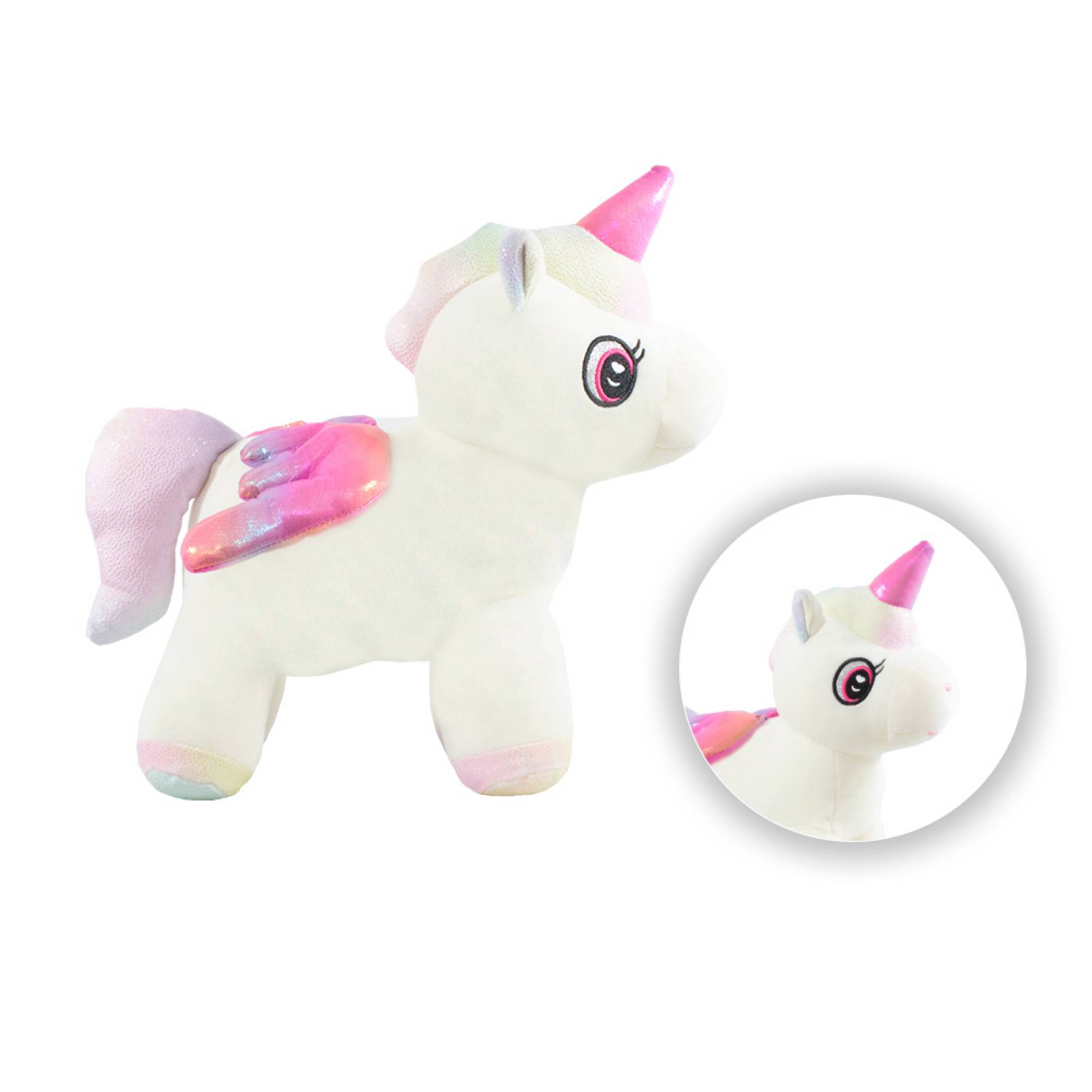 Unicornio De Peluche Suave Con Alas Brillantes Rosas