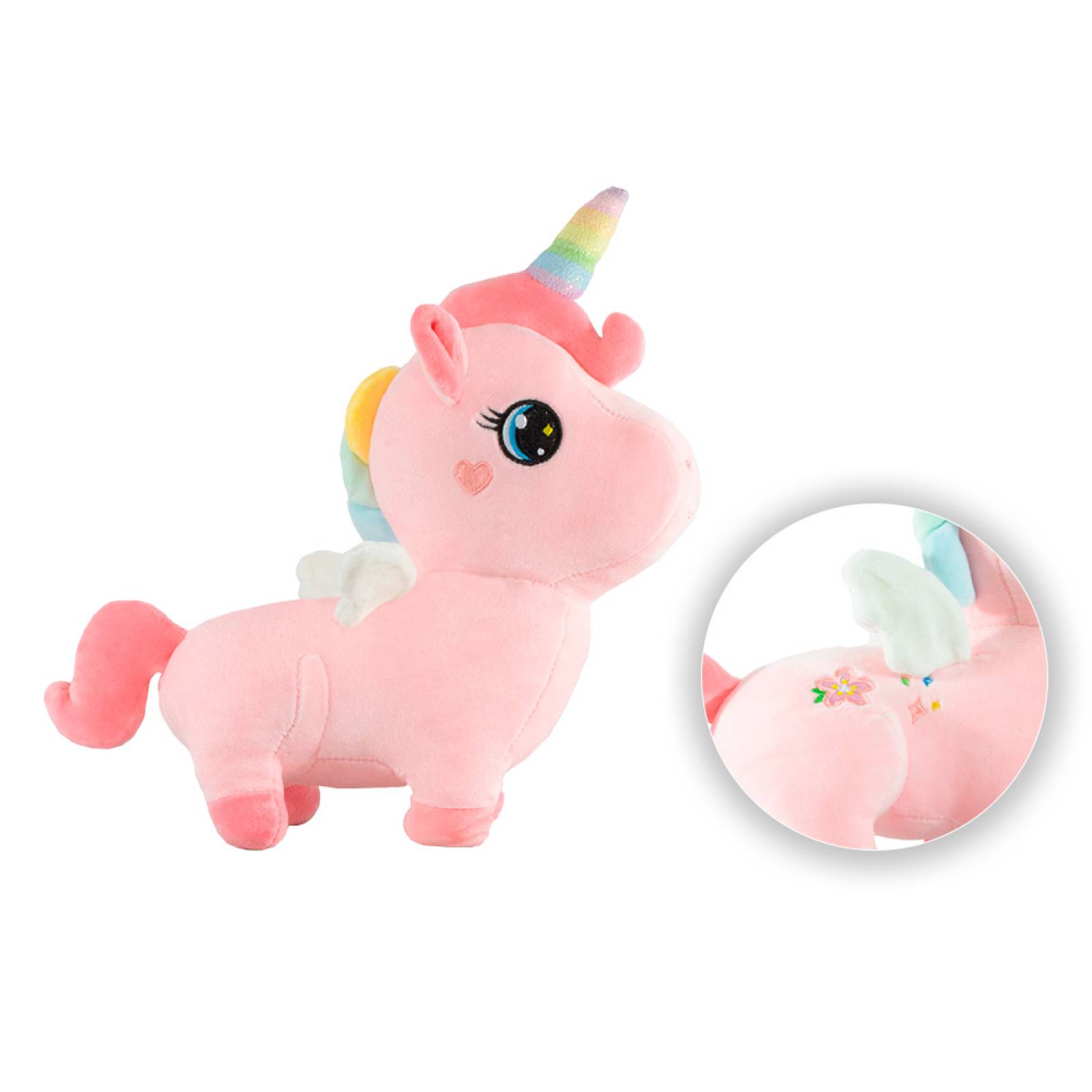 Unicornio De Peluche Rosa Muñeco Infantil Sualve Felpa 50 Cm