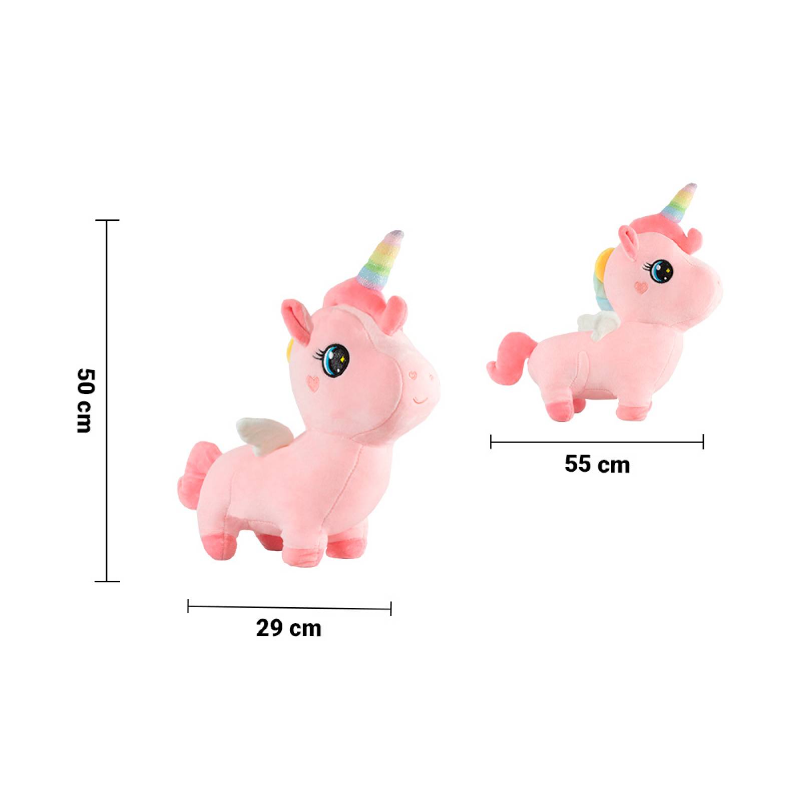 Unicornio De Peluche Rosa Muñeco Infantil Sualve Felpa 50 Cm