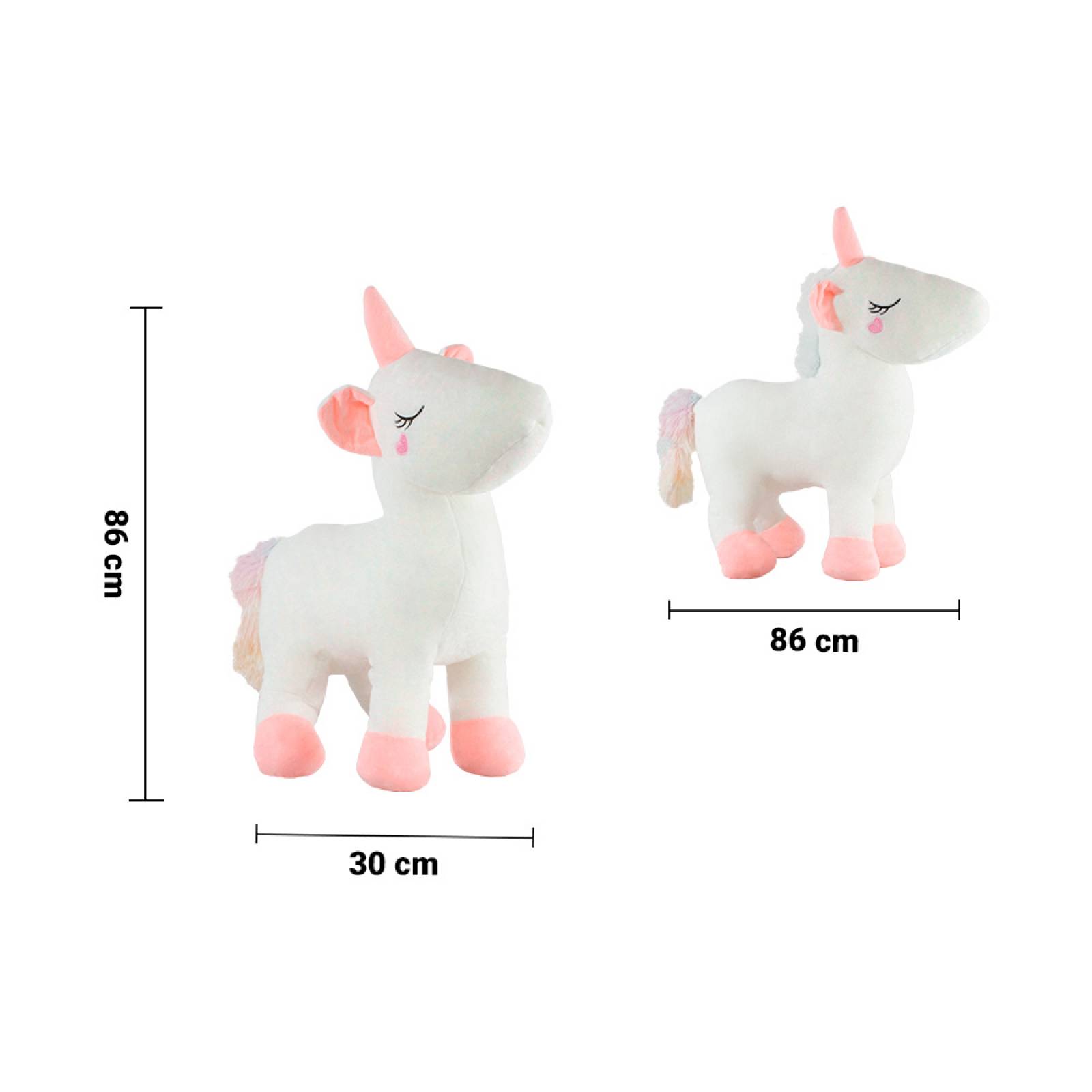 Unicornio Gigante De Peluche Blanco Con Tonos Rosas Y Flores