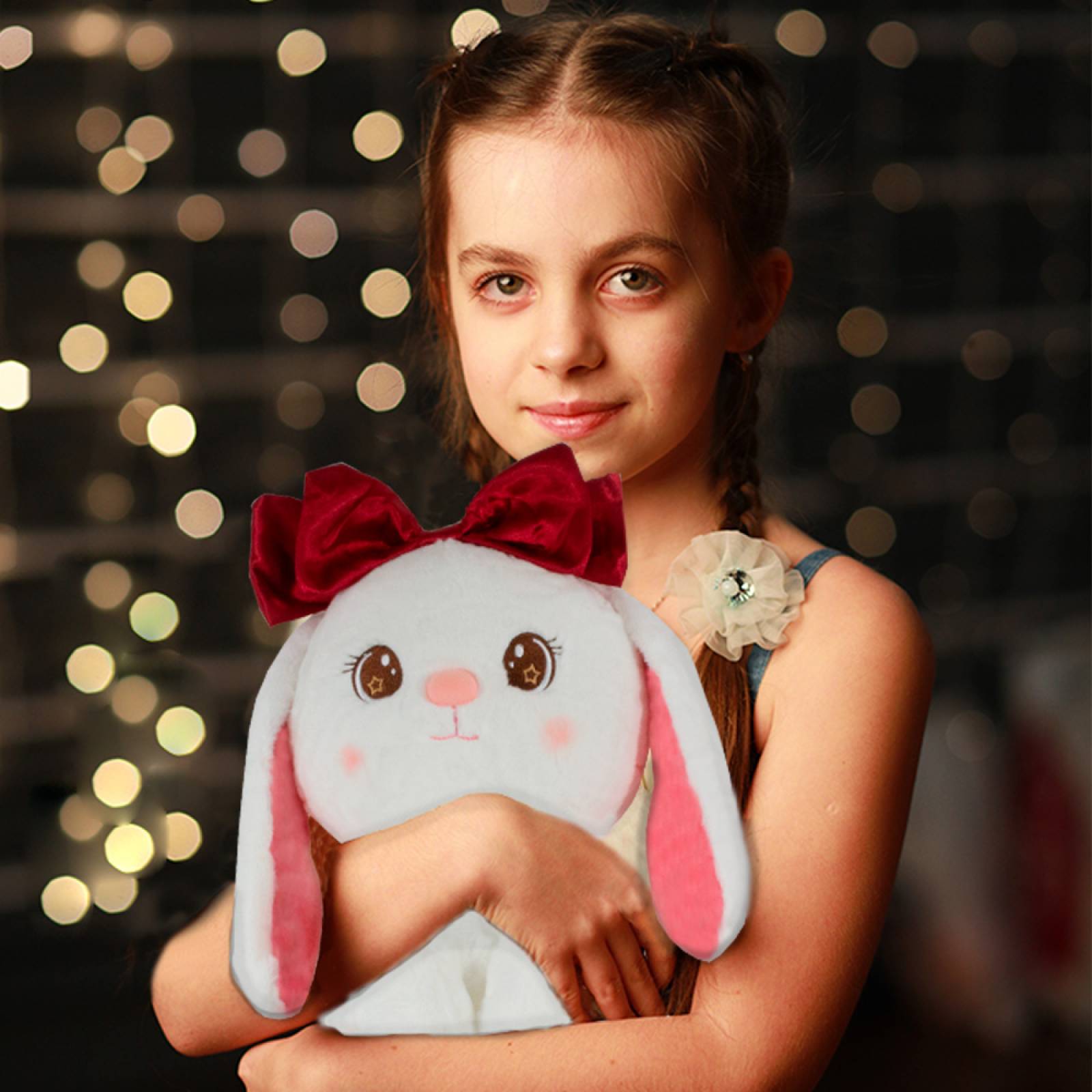 Conejo De Peluche Grande Conejito Kawaii Bunny Con Moño