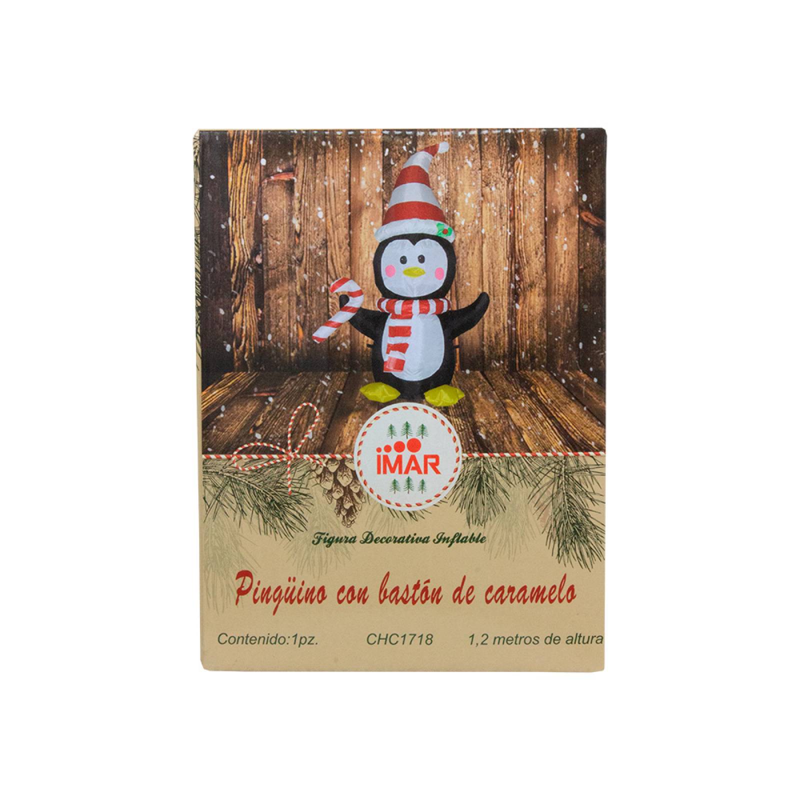 Inflable Navideño Pinguino Con Bufanda Luz Led 1.20 Mts