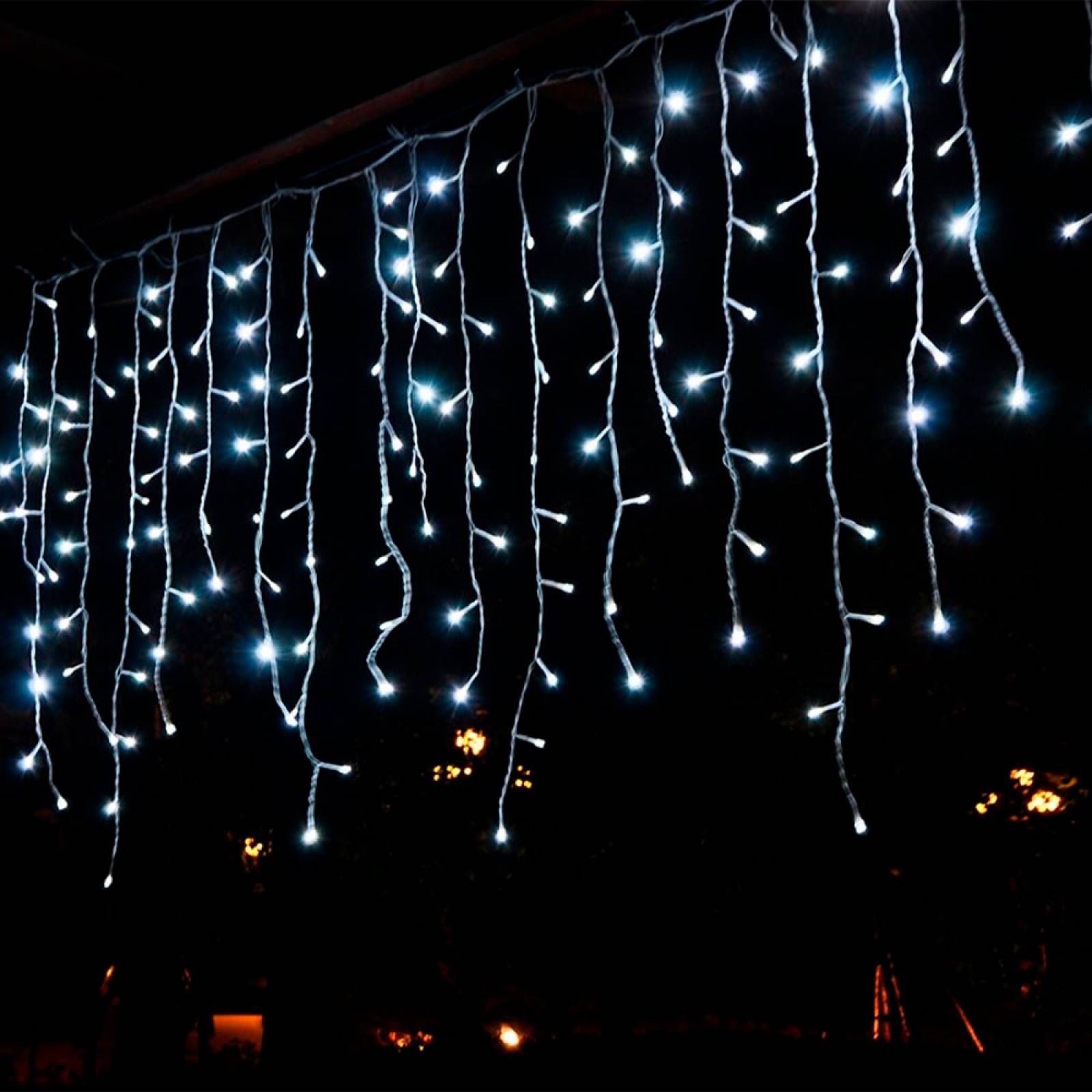 Serie Cascada Luz Blanca 300 Led 8 Funciones 6 Metros