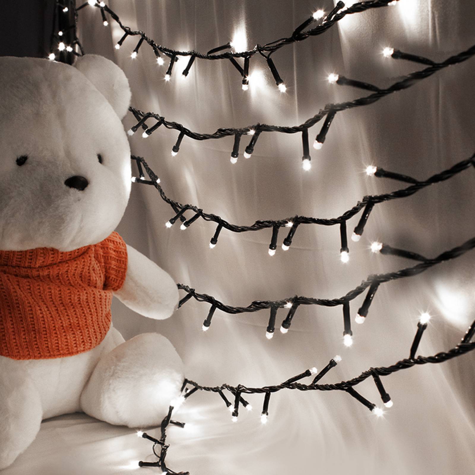 Serie De Luces Blanca Navideña 500 Luz Led 8 Funciones 23 Mt