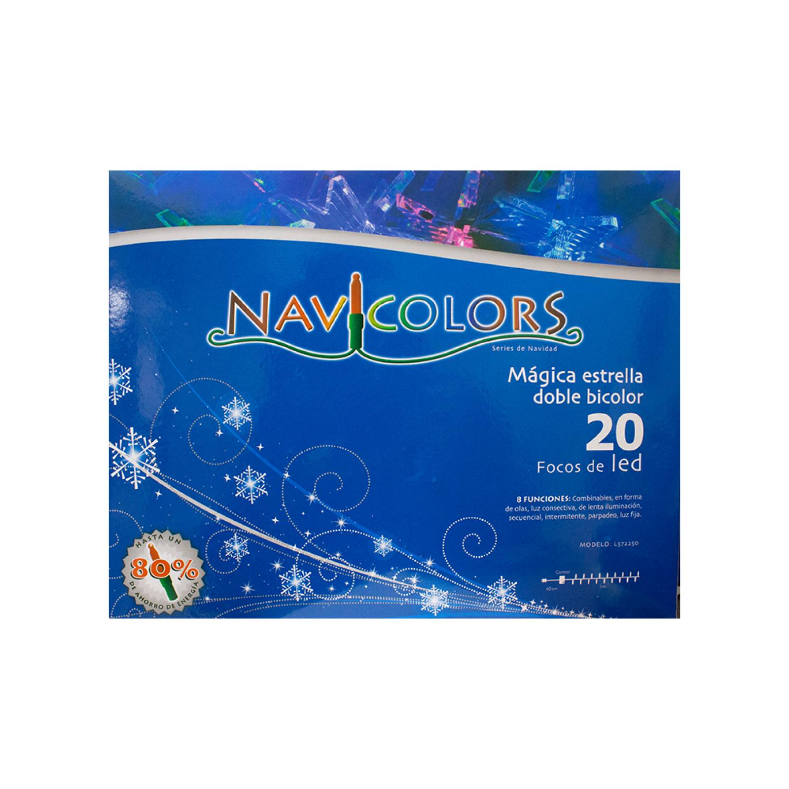 Serie De Estrellas Luz Multicolor 20 Led 8 Funciones 3 Mts