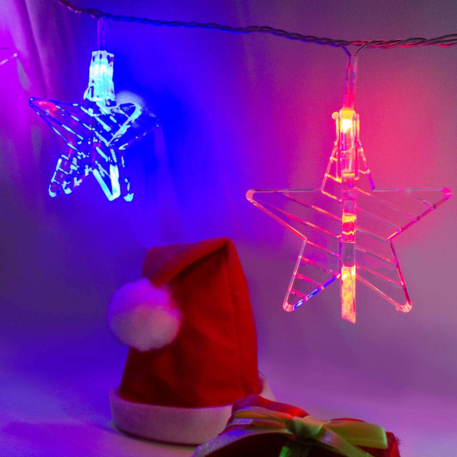 Serie De Estrellas Luz Multicolor 20 Led 8 Funciones 3 Mts
