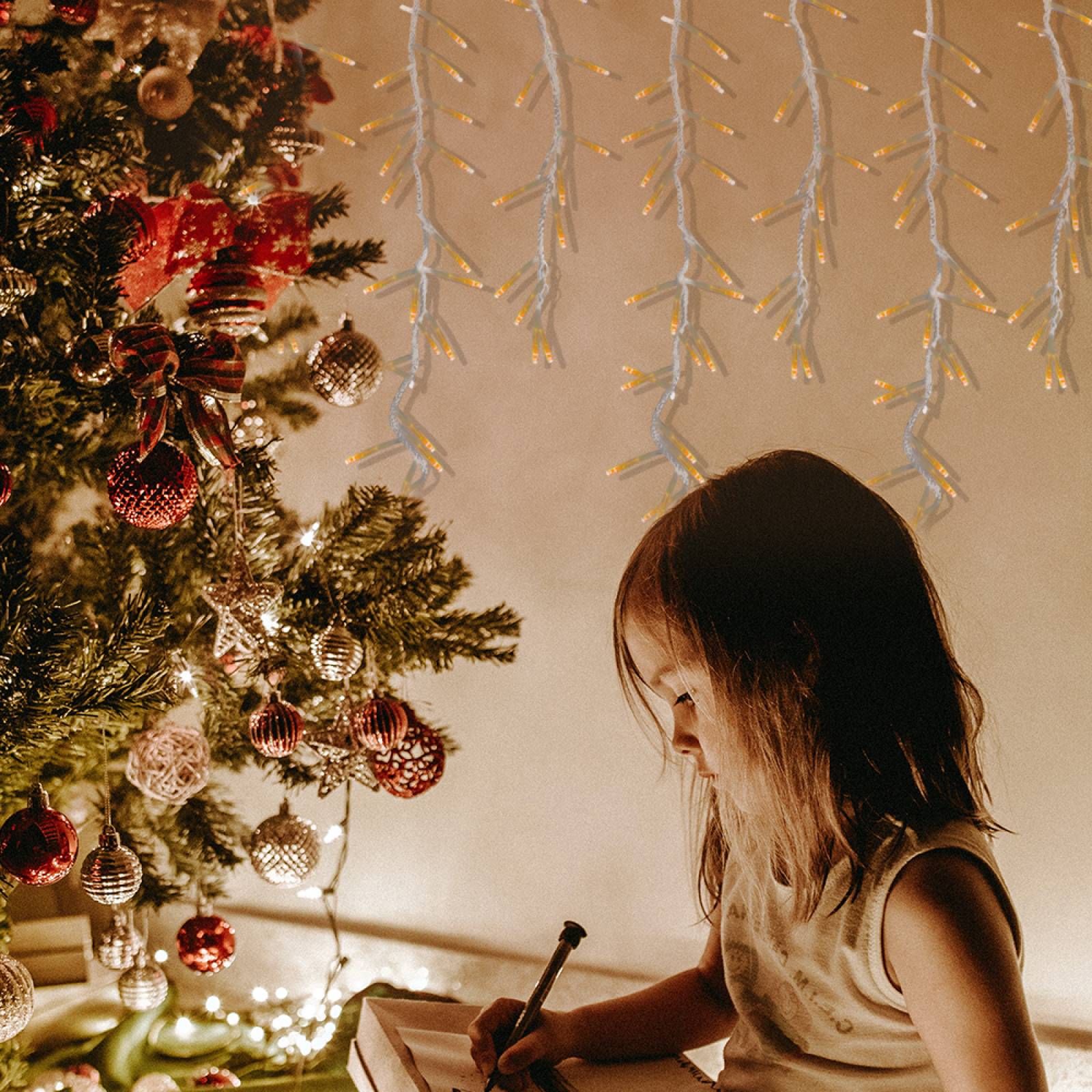 Serie Cascada Luz Calida Amarilla 300led Funcion Destello 3m