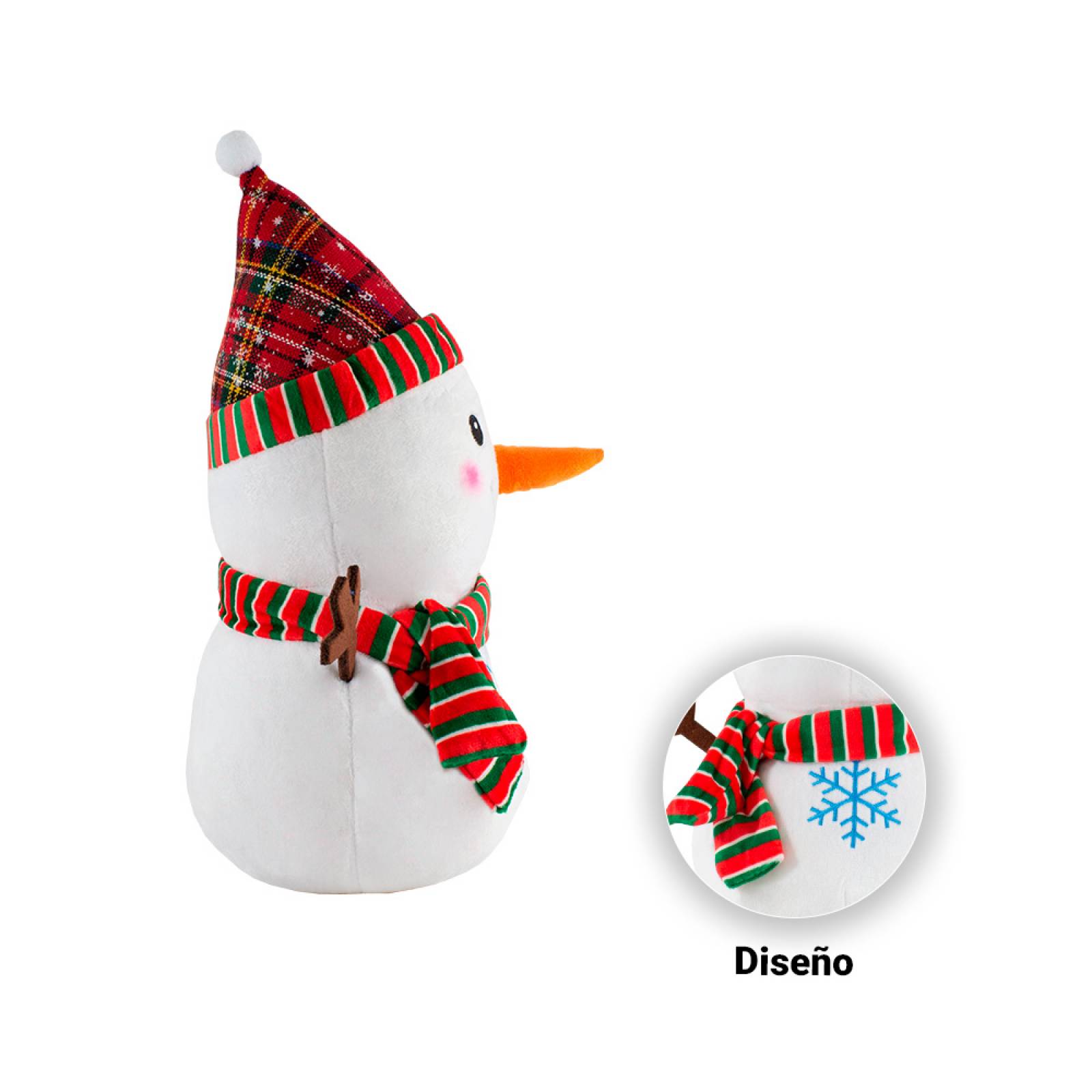 Muñeco De Nieve De Peluche Blanco Navideño Snowman 30 Cm