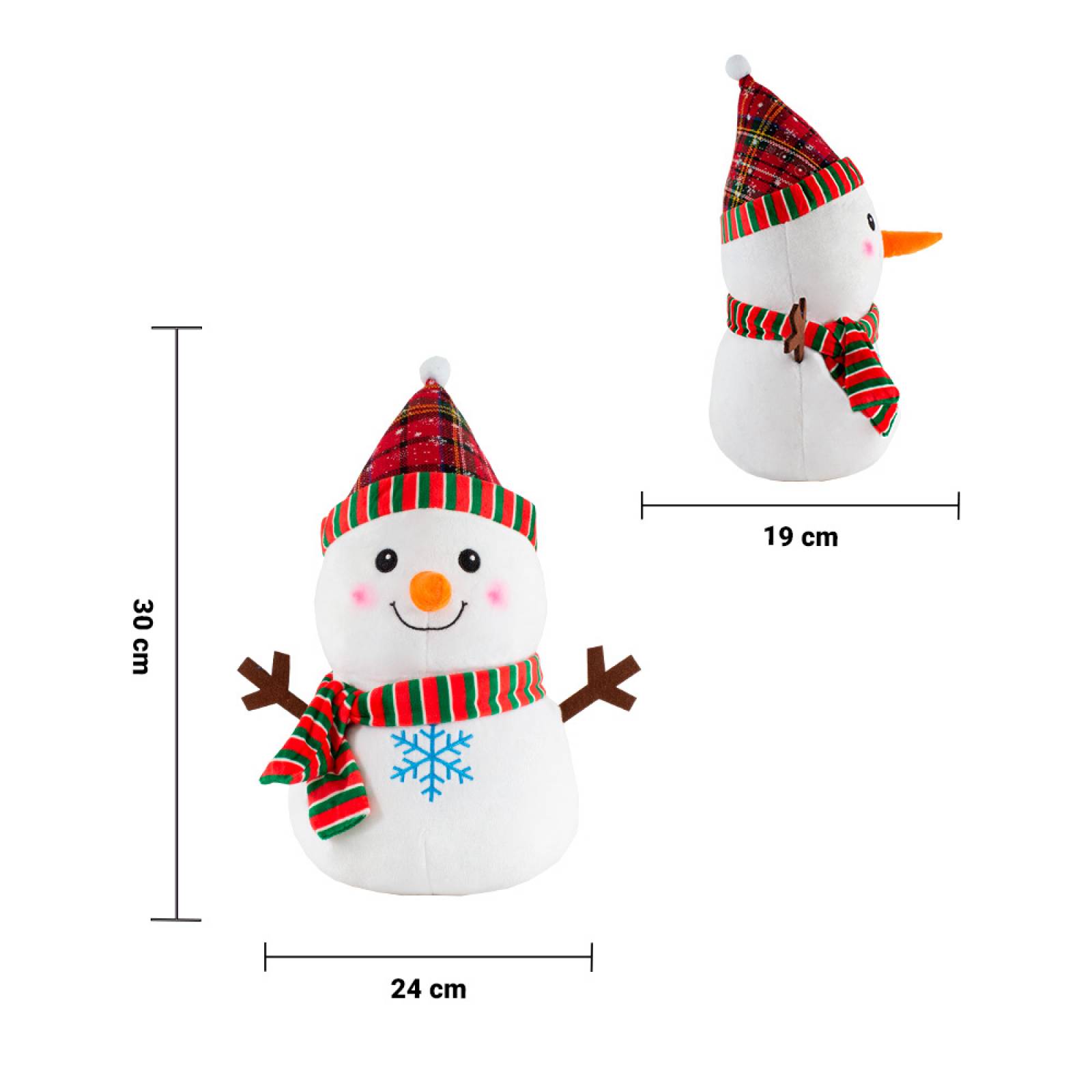 Muñeco De Nieve De Peluche Blanco Navideño Snowman 30 Cm