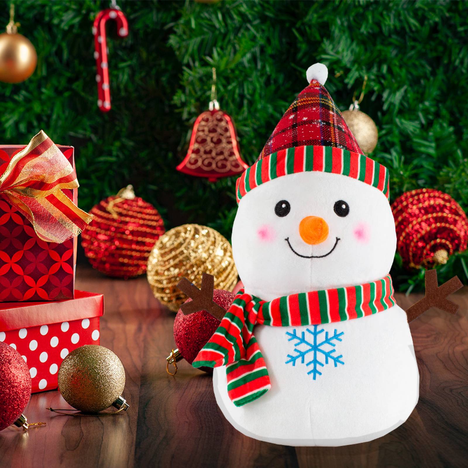 Muñeco De Nieve De Peluche Blanco Navideño Snowman 30 Cm