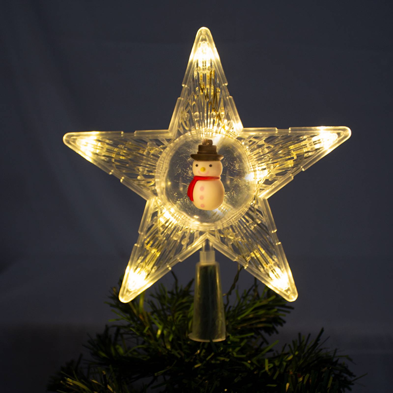 Estrella Fugaz Punta De Arbol Navideño Luzled Plástico 20cm