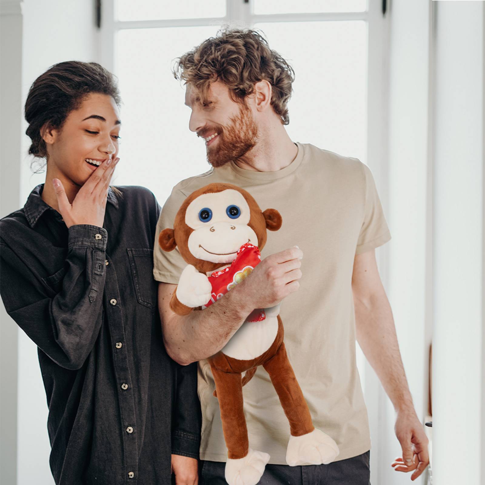 Changuito Mono De Peluche La Merced San Valentín Peluche Corazón 49 cm