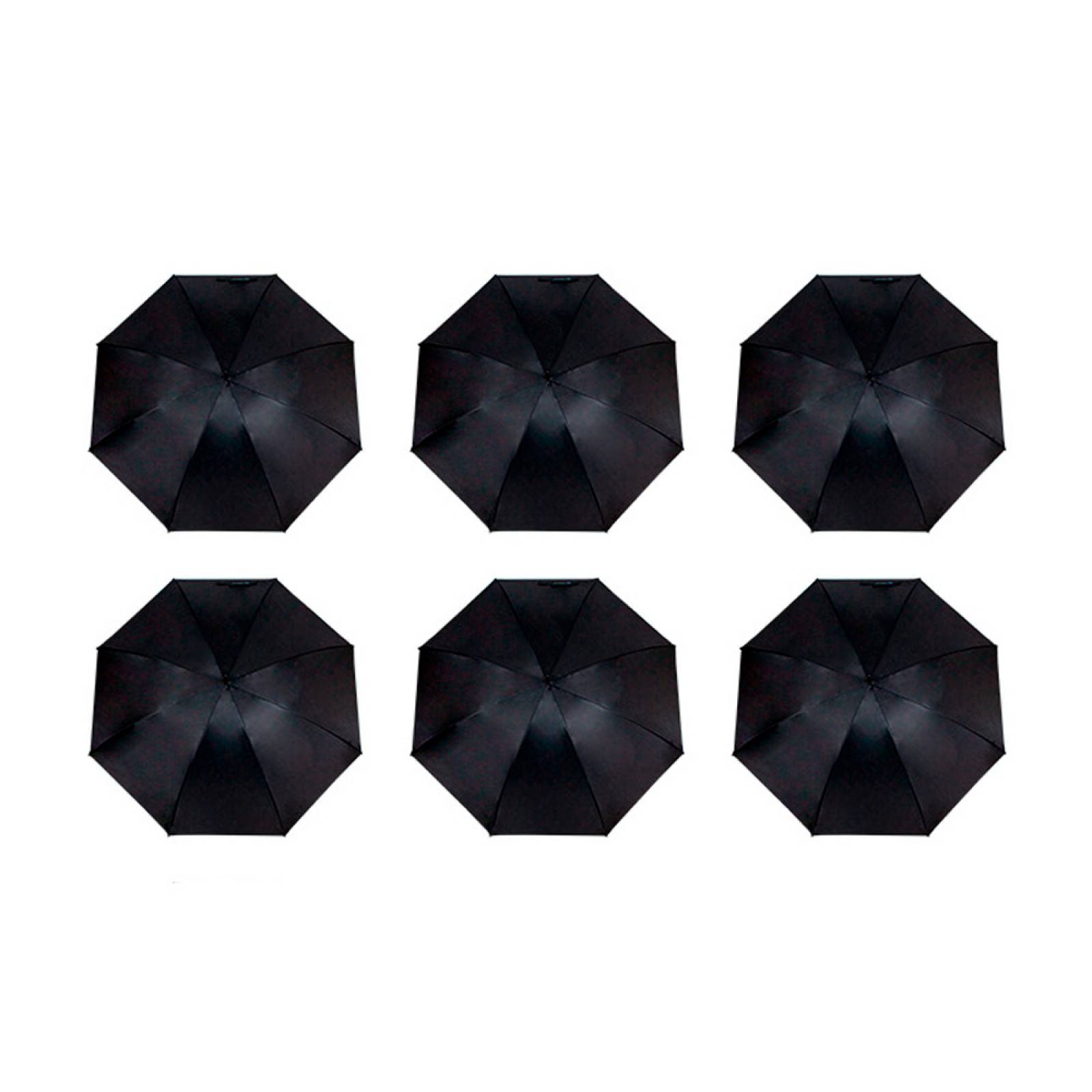 Paraguas Sombrilla Reversible Varilla Flexible Negro Importadora La Merced Tela Alta Resistencia Paquete 6 pz