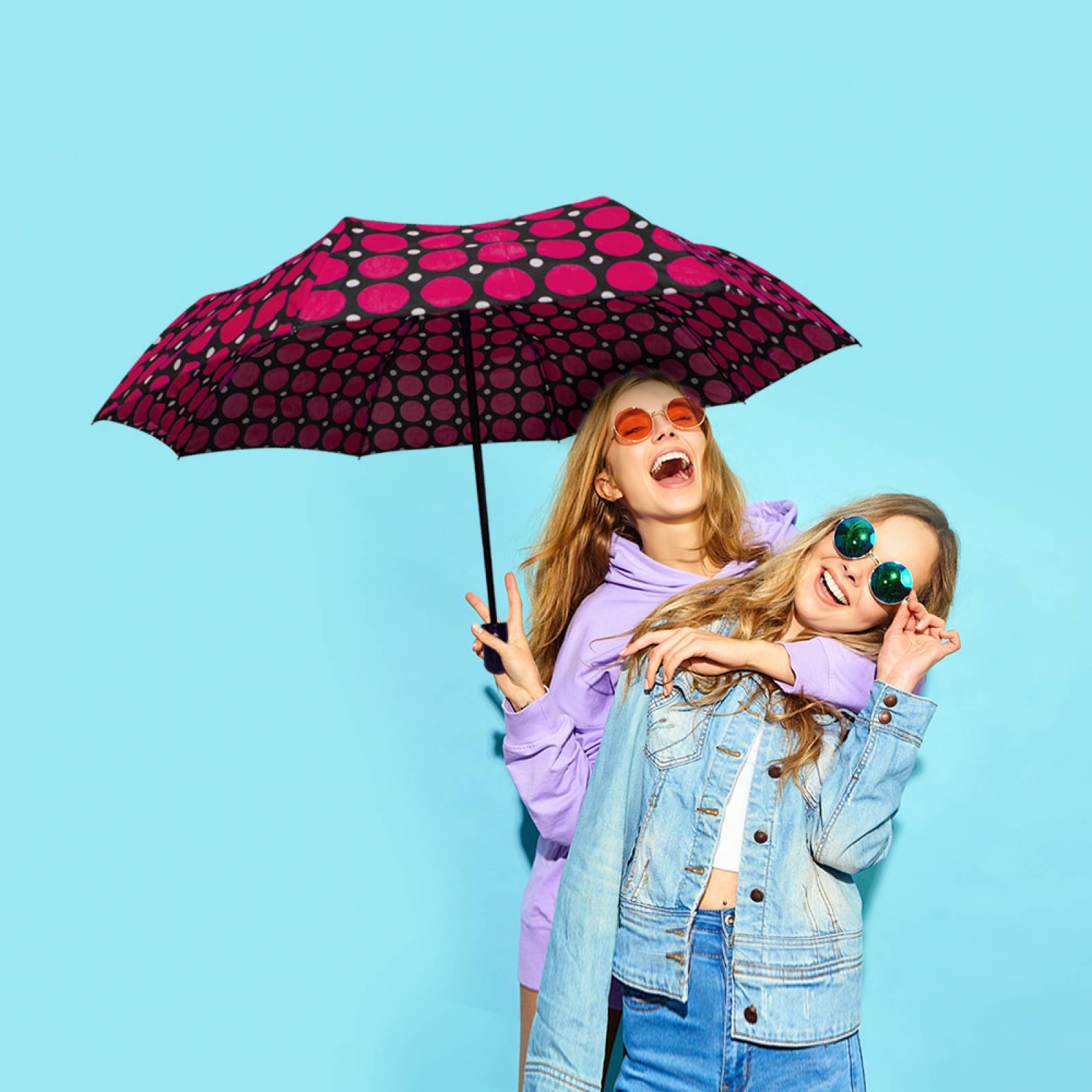 Paraguas Sombrilla De Bolsillo Lunares Sencillo Automático Importadora La Merced