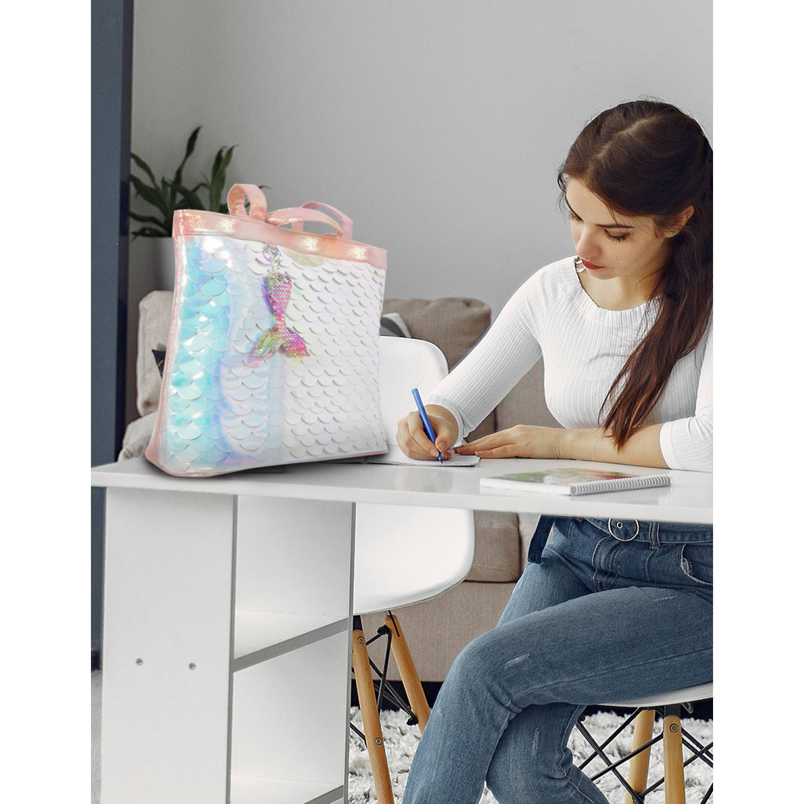 Bolso bandolera de de sirena para niñas y adolecentes y Llavero de regalo.