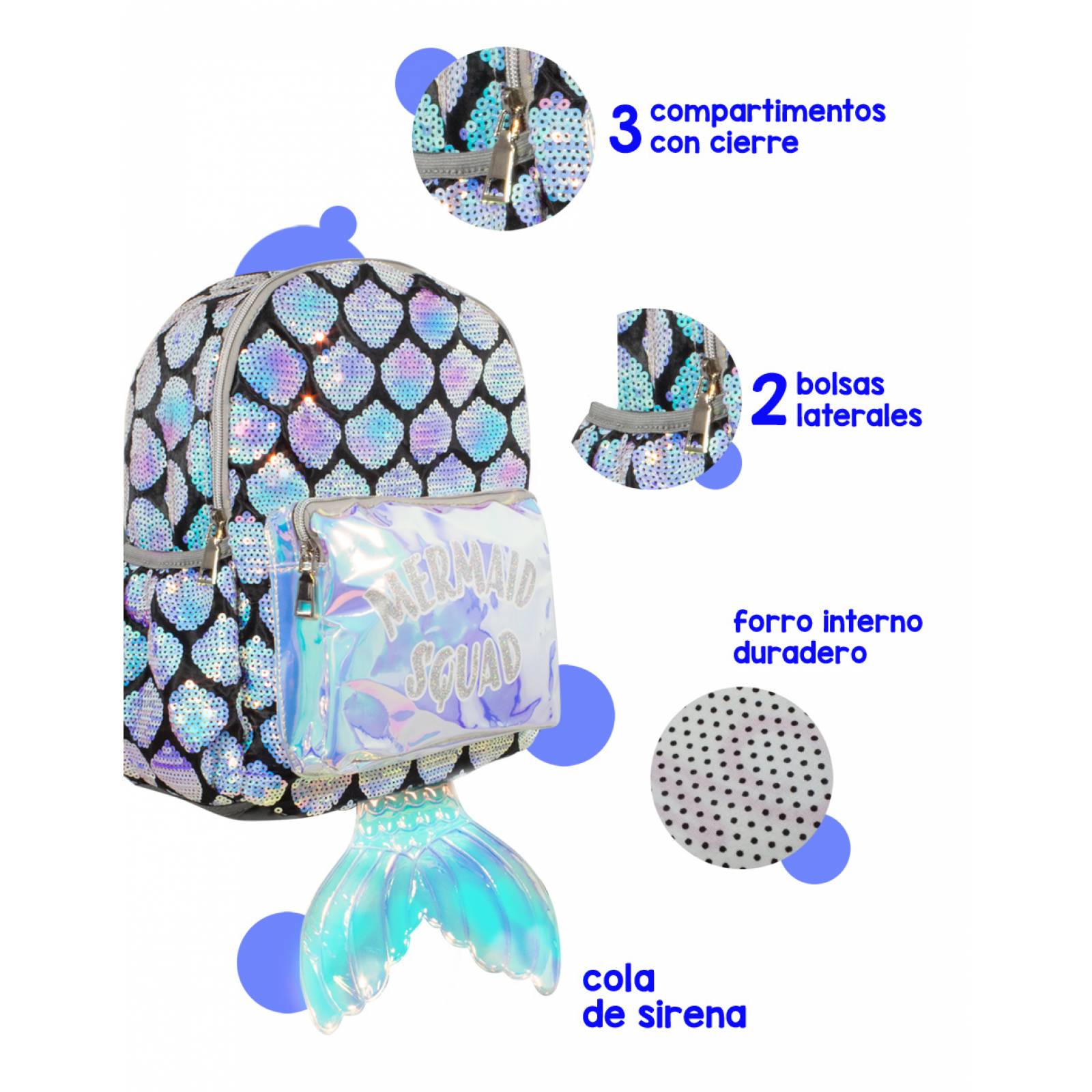 Mochila para oficina, estudiantes con diseño Sirena para cualquier ocasion.