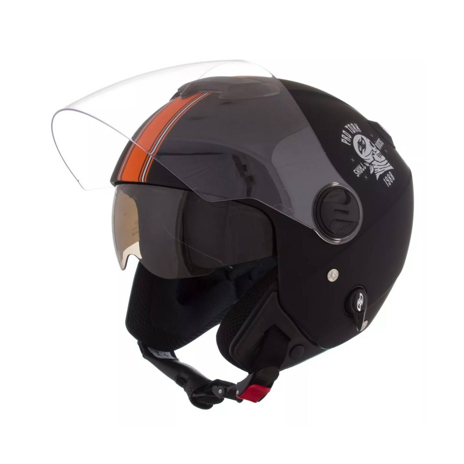 Casco New Atomic Skull Riders Negro/naranja Mate G 60