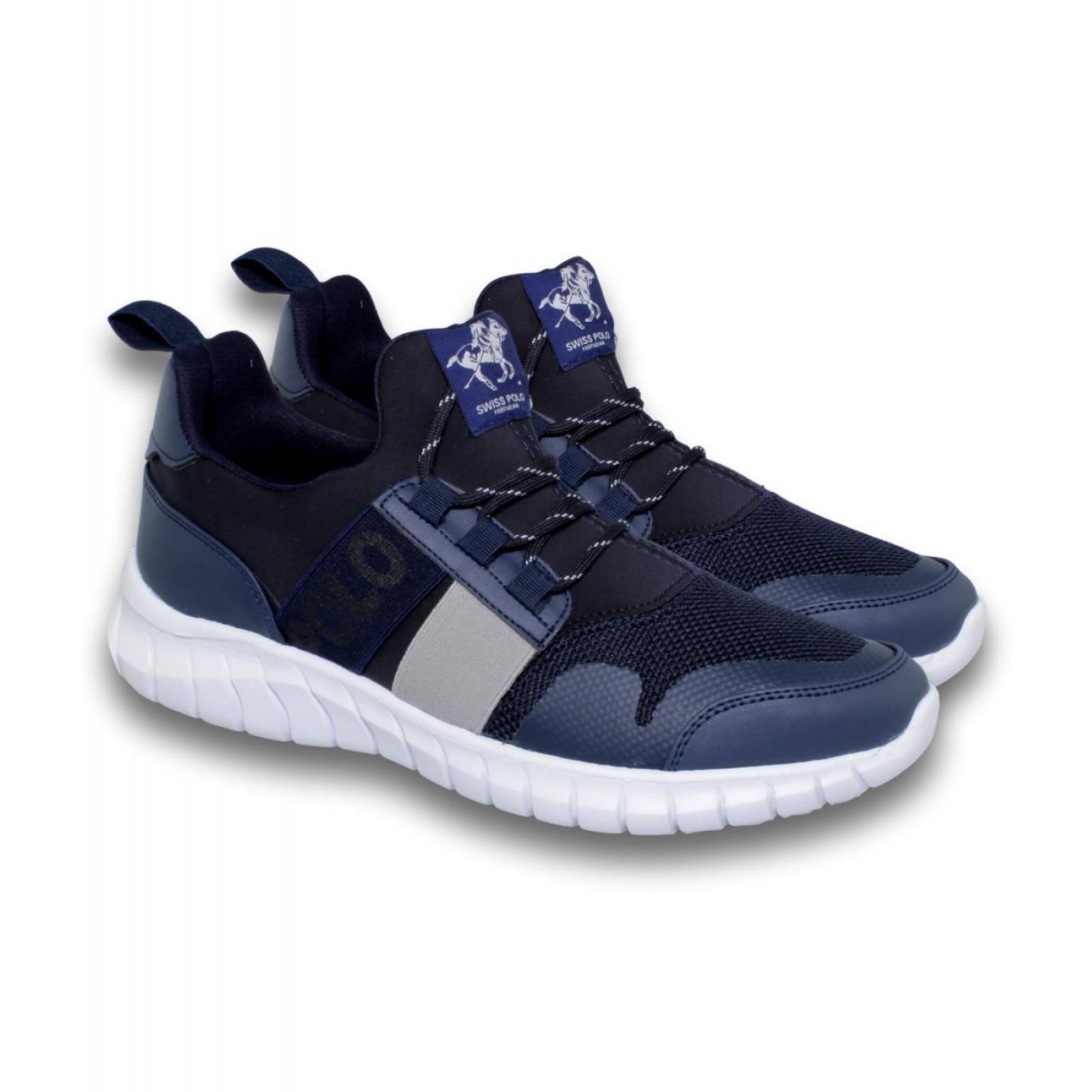 Tenis deportivos cerrados para hombre material malla color azul 