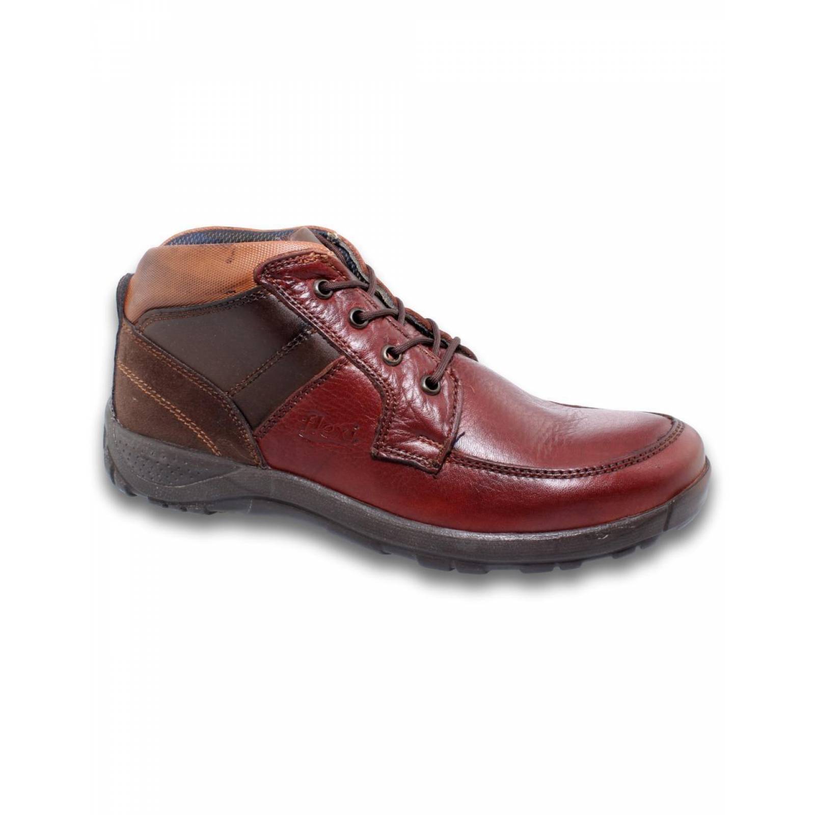 Zapatos Casuales Para Caballero Estilo 2404Fl7 Marca Flexi Acabado Piel Color Cafe Canela