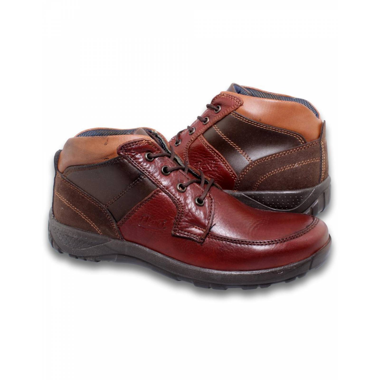 Zapatos Casuales Para Caballero Estilo 2404Fl7 Marca Flexi Acabado Piel Color Cafe Canela