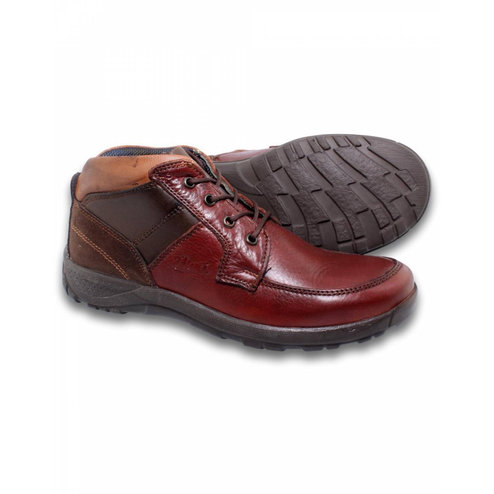 Zapatos Casuales Para Caballero Estilo 2404Fl7 Marca Flexi Acabado Piel Color Cafe Canela