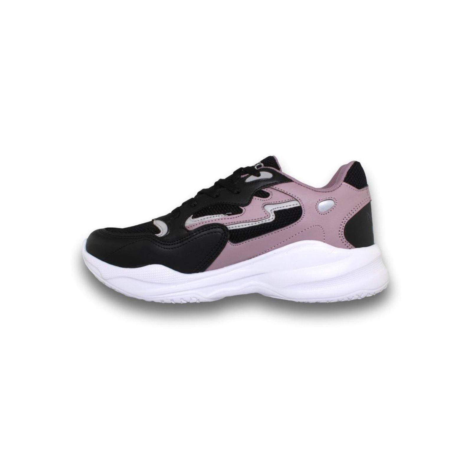 Tenis Bonitos Para Dama Estilo 0691Ne5 Marca Next Acabado Textil Color Negro Lila 