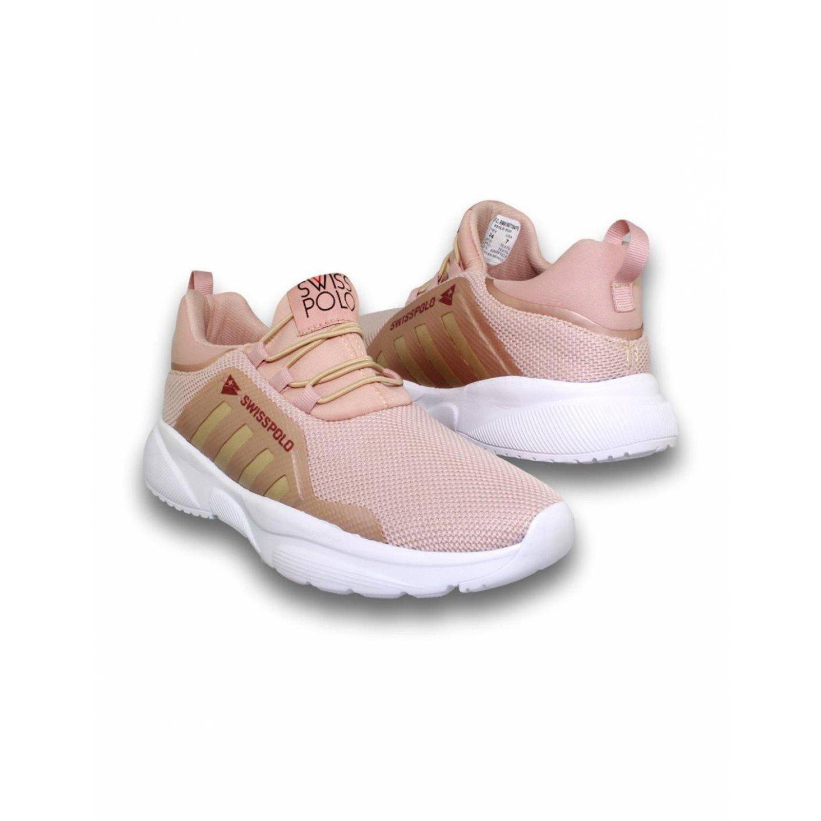 Tenis Deportivos Para Dama Marca Swiss Polo Acabado Textil Color Rosa Estilo 5133Sw5 