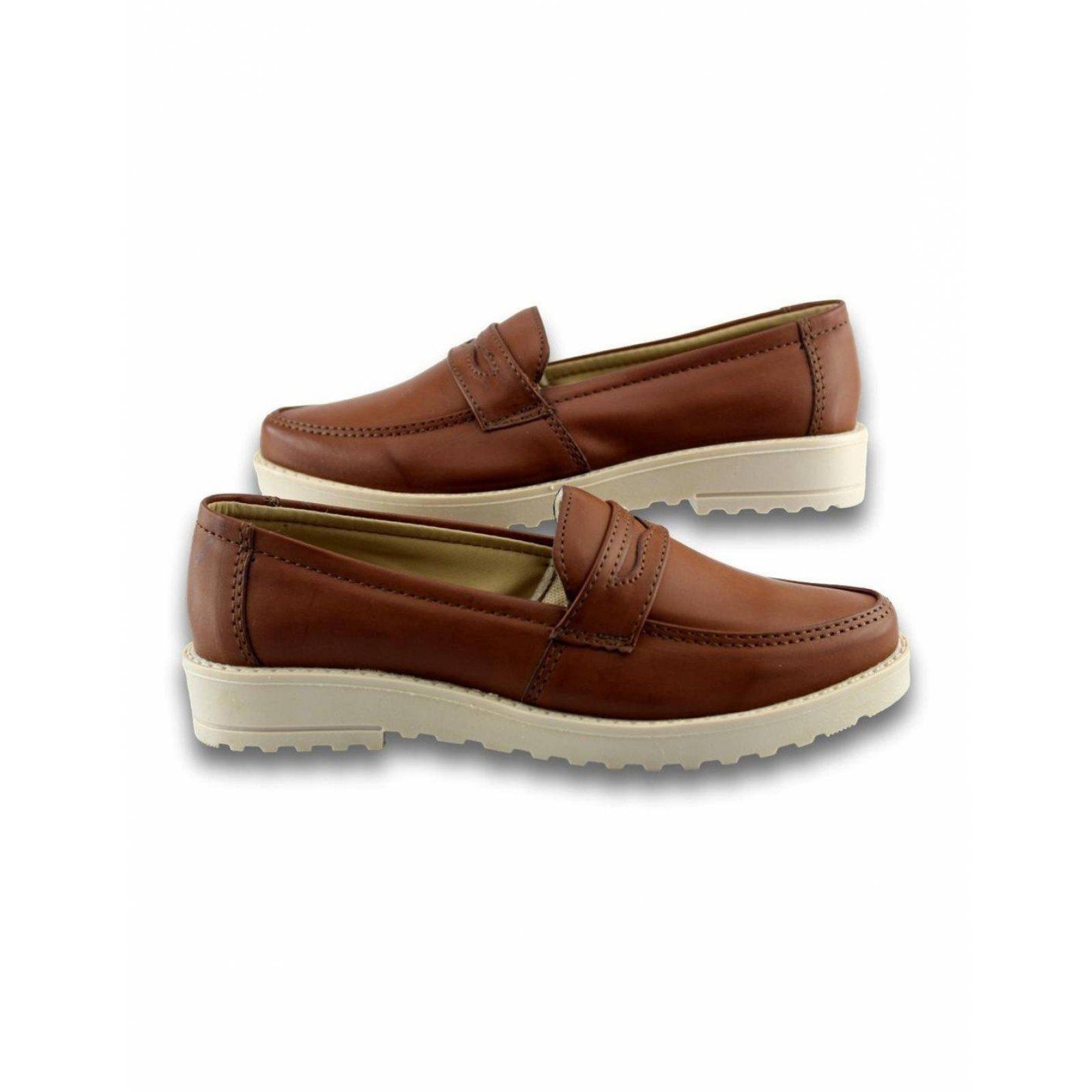 Zapatos De Confort Para Mujer Estilo 0400Pi5 Marca Piso Nueve Acabado Simipiel Color Topo