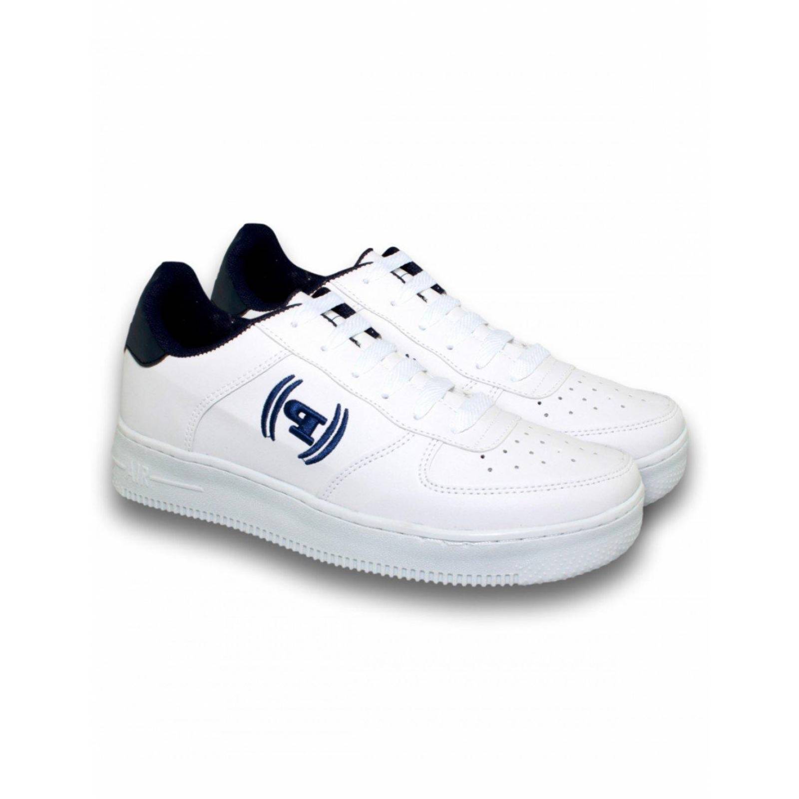 Tenis Casuales Para Hombre Marca Glez  Color Blanco Marino 