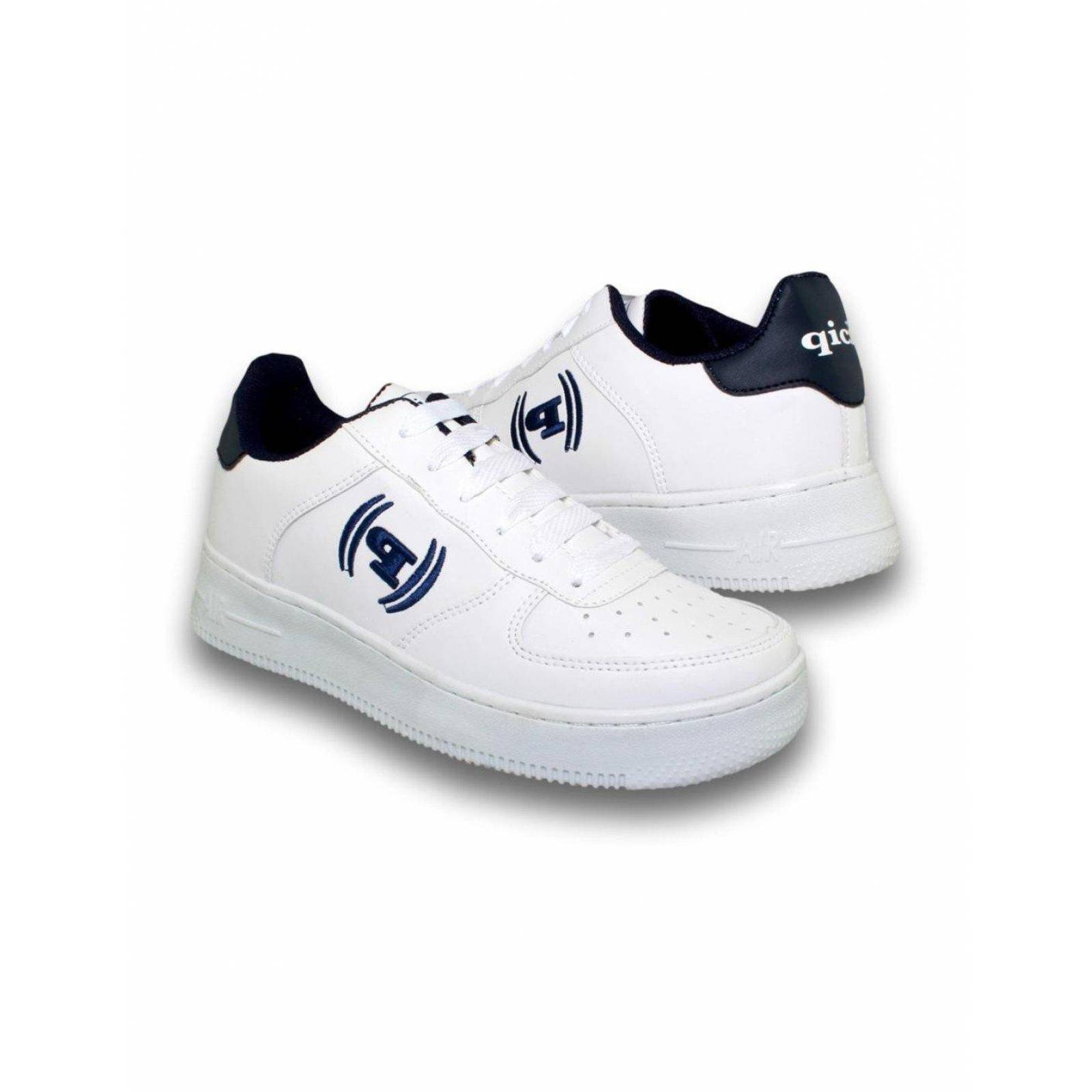Tenis Casuales Para Hombre Marca Glez  Color Blanco Marino 