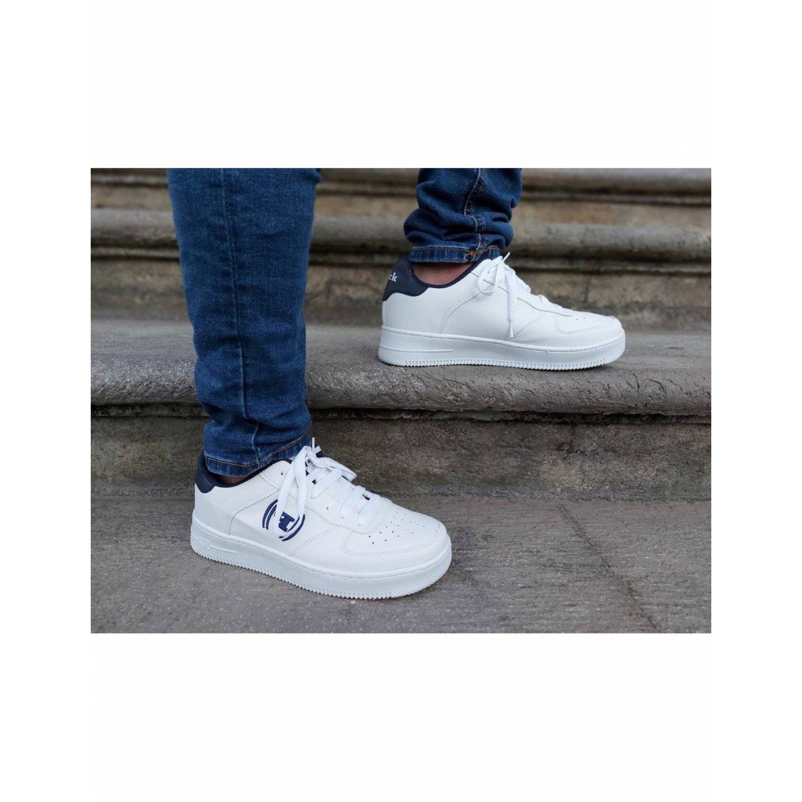 Tenis Casuales Para Hombre Marca Glez  Color Blanco Marino 