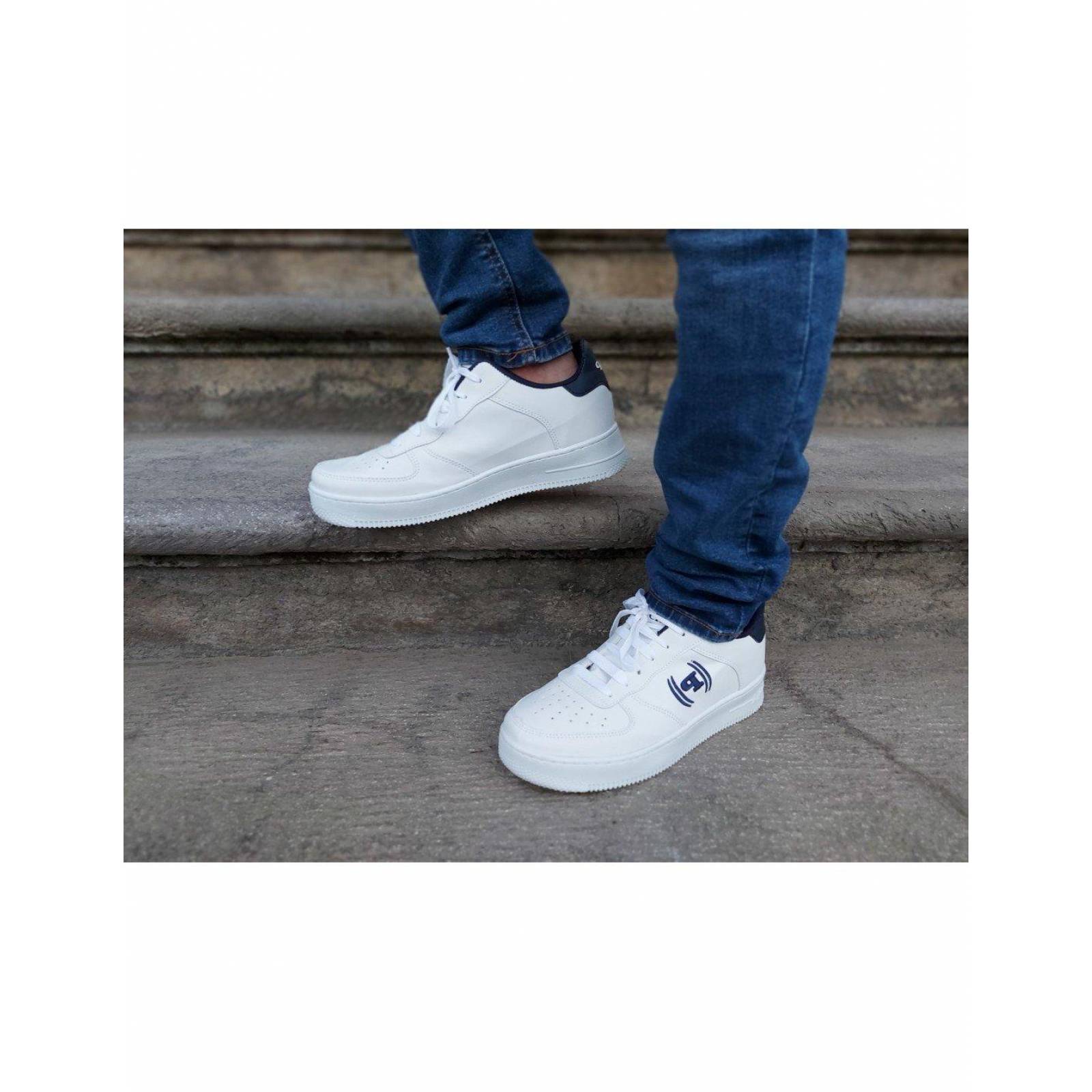 Tenis Casuales Para Hombre Marca Glez  Color Blanco Marino 