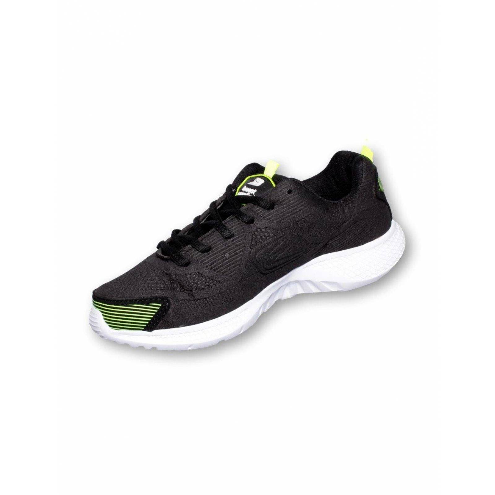 Tenis Para Correr Valvula Textil Negro Amarillo Neon 