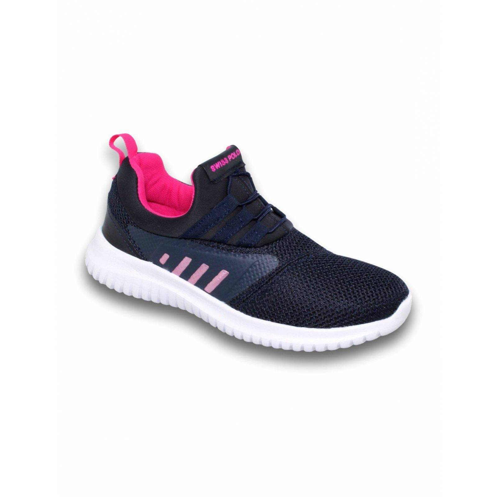 Tenis Deportivos Estilo 8251Sw5 Marca Swiss Polo Acabado Malla Color Azul 