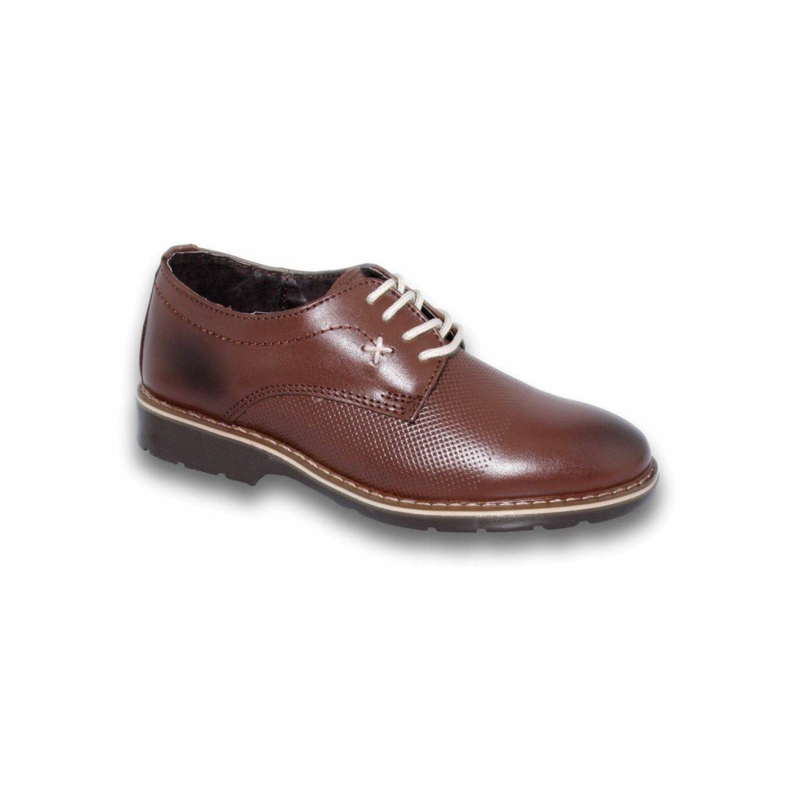 Zapatos Casuales Para Niño Estilo 2137Ja21 Marca Jarth Acabado Piel Color Cafe 