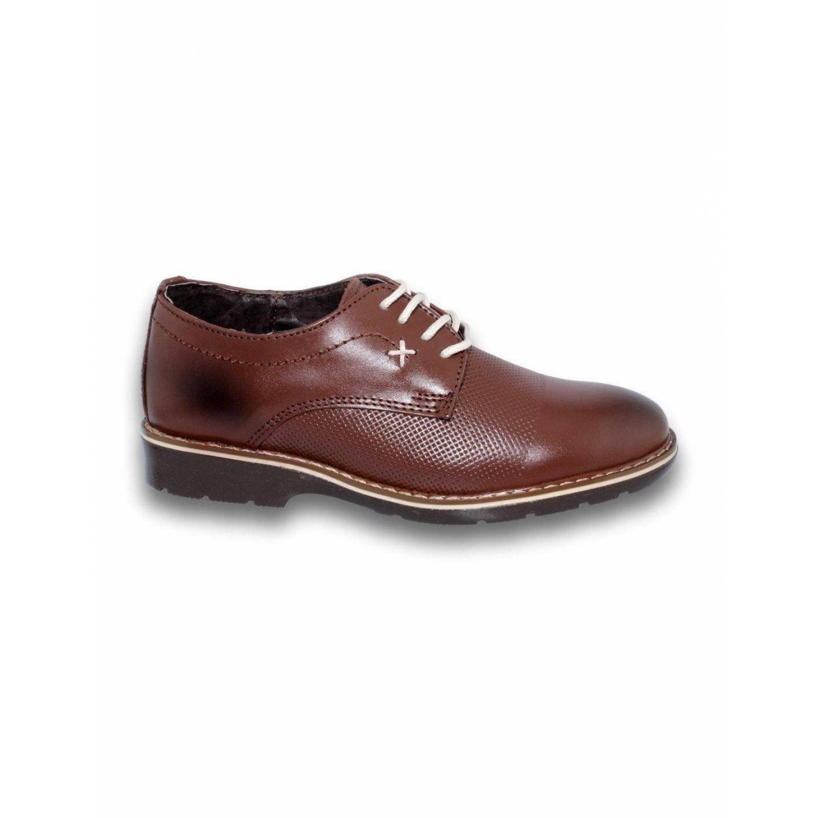 Zapatos Casuales Para Niño Estilo 2137Ja21 Marca Jarth Acabado Piel Color Cafe 