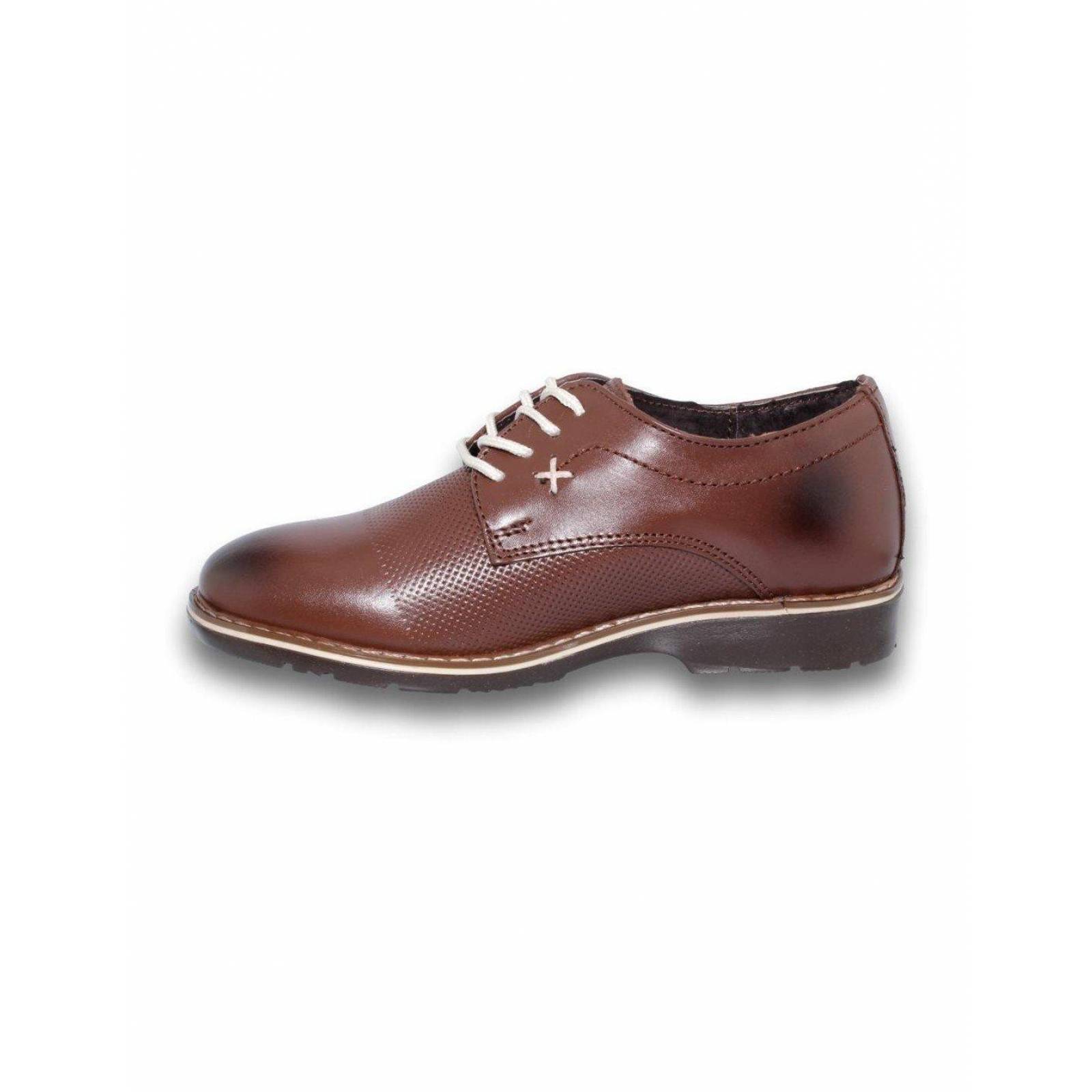 Zapatos Casuales Para Niño Estilo 2137Ja21 Marca Jarth Acabado Piel Color Cafe 
