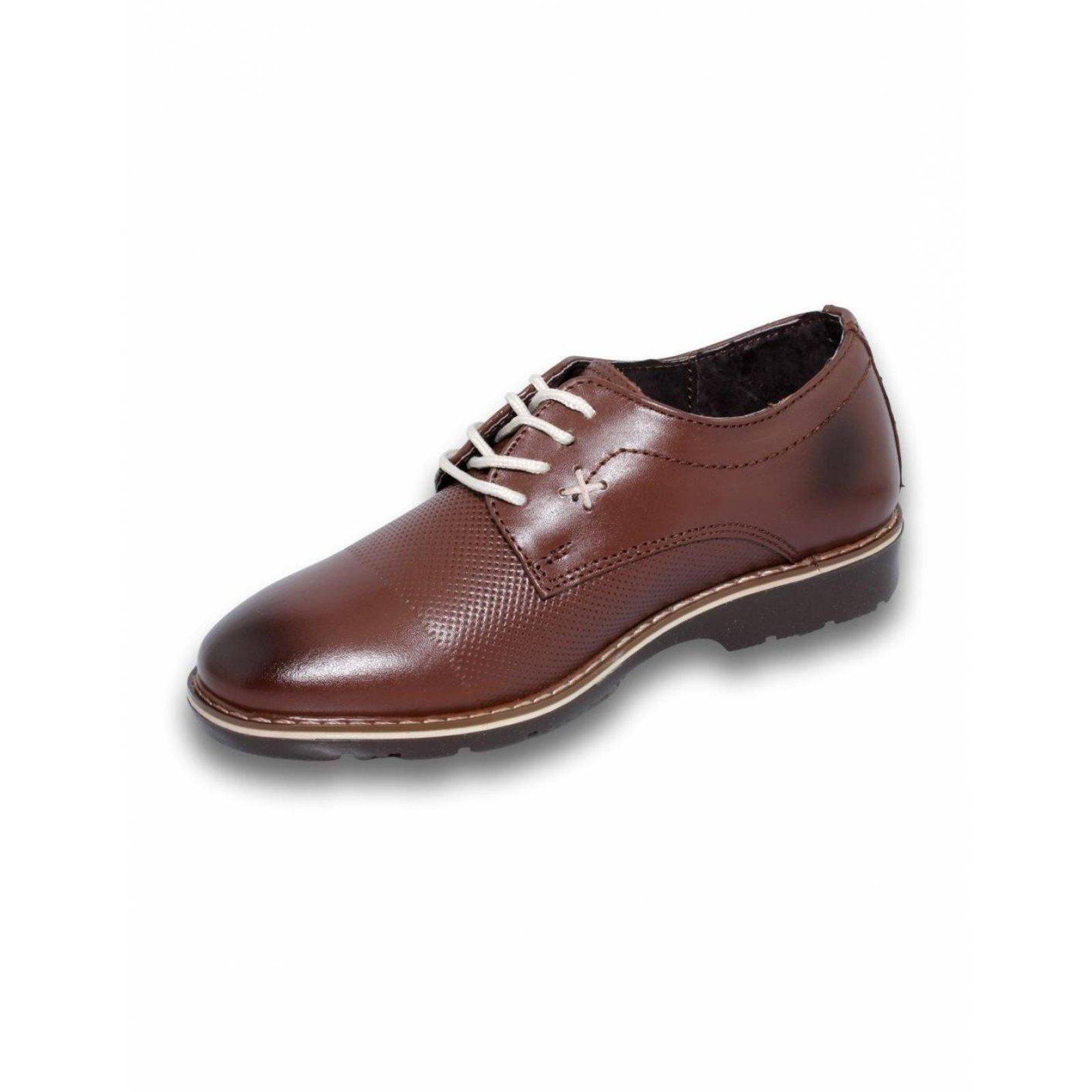 Zapatos Casuales Para Niño Estilo 2137Ja21 Marca Jarth Acabado Piel Color Cafe 