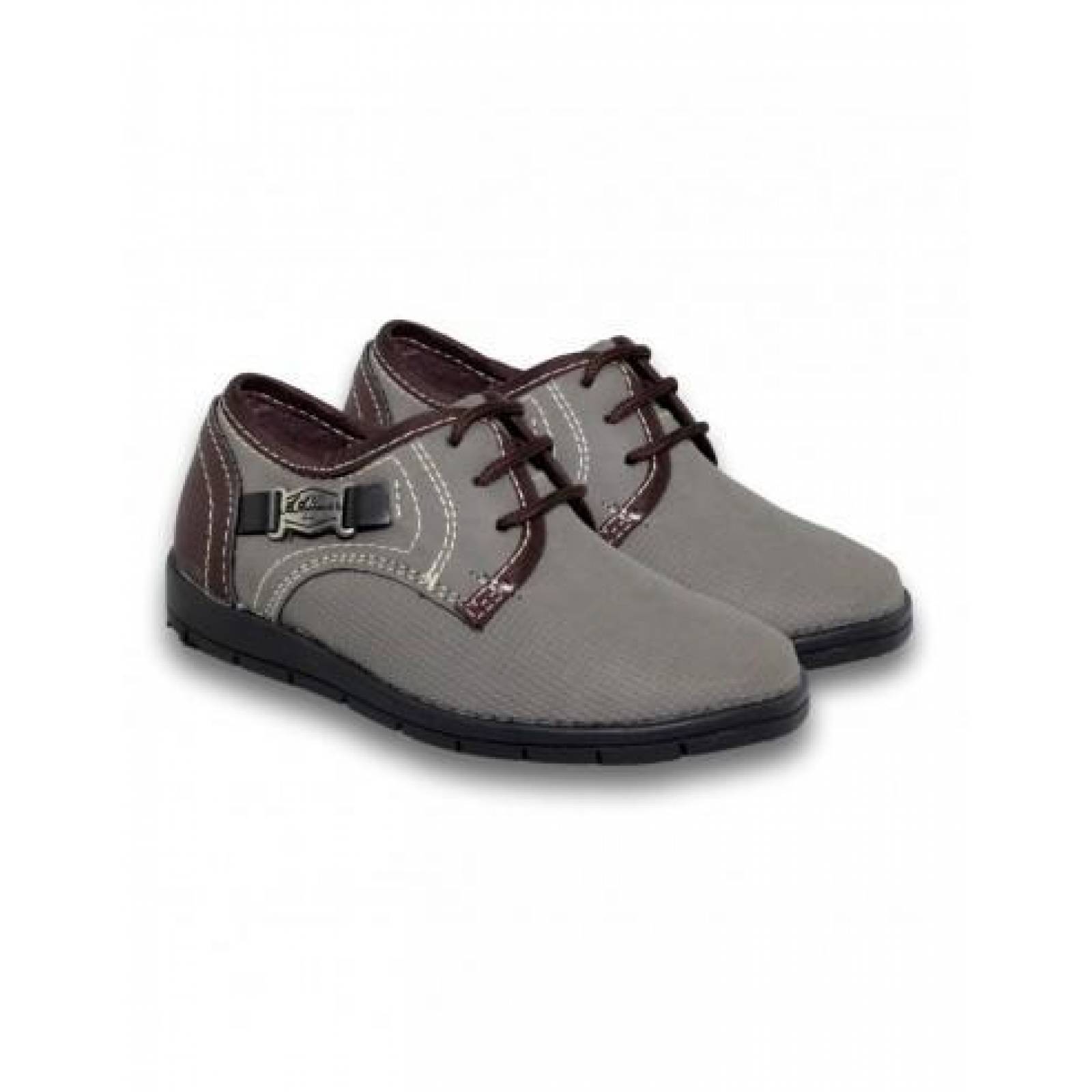 Zapatos Casuales Para Niño Estilo 0481Al17 Color Gris Cafe 