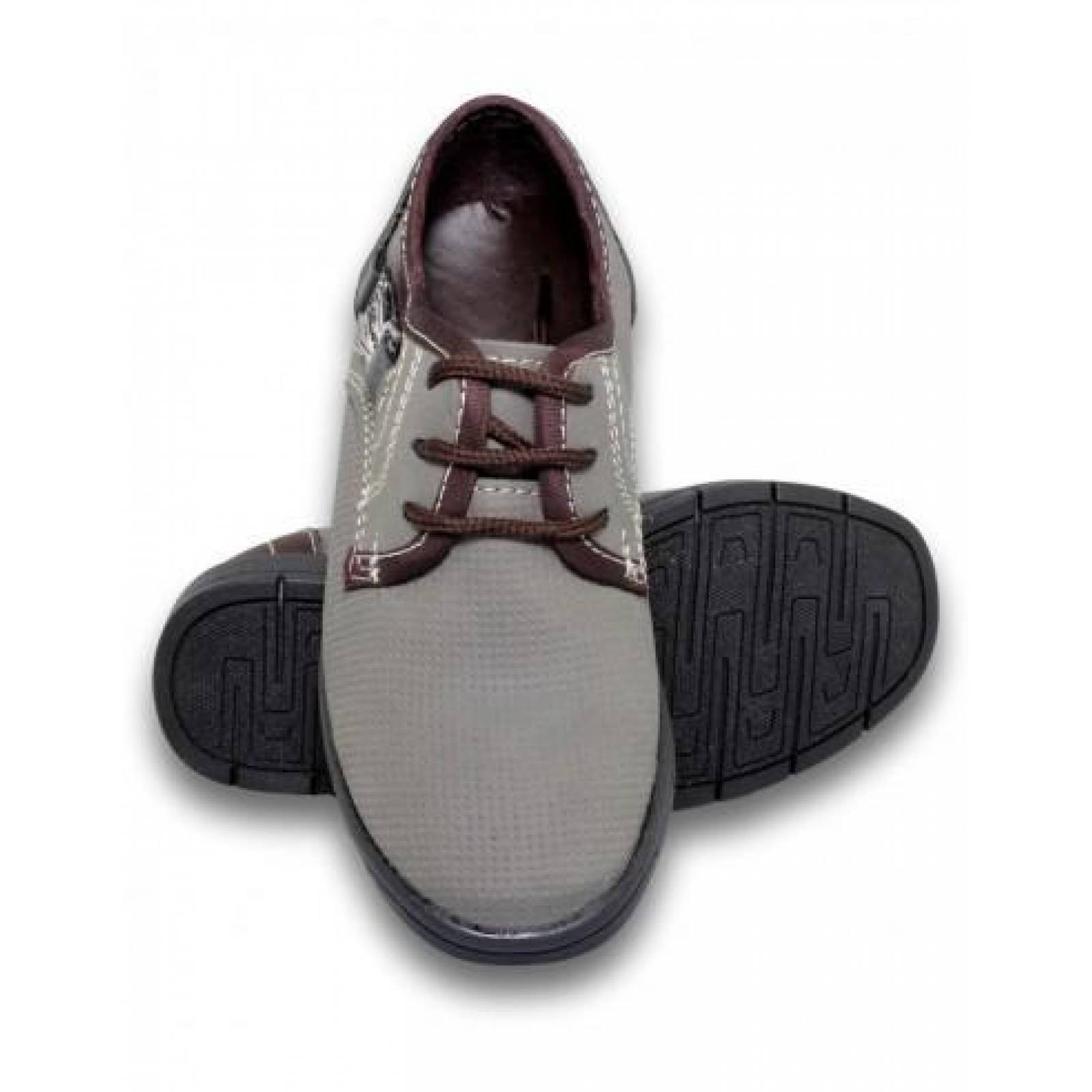 Zapatos Casuales Para Niño Estilo 0481Al17 Color Gris Cafe 