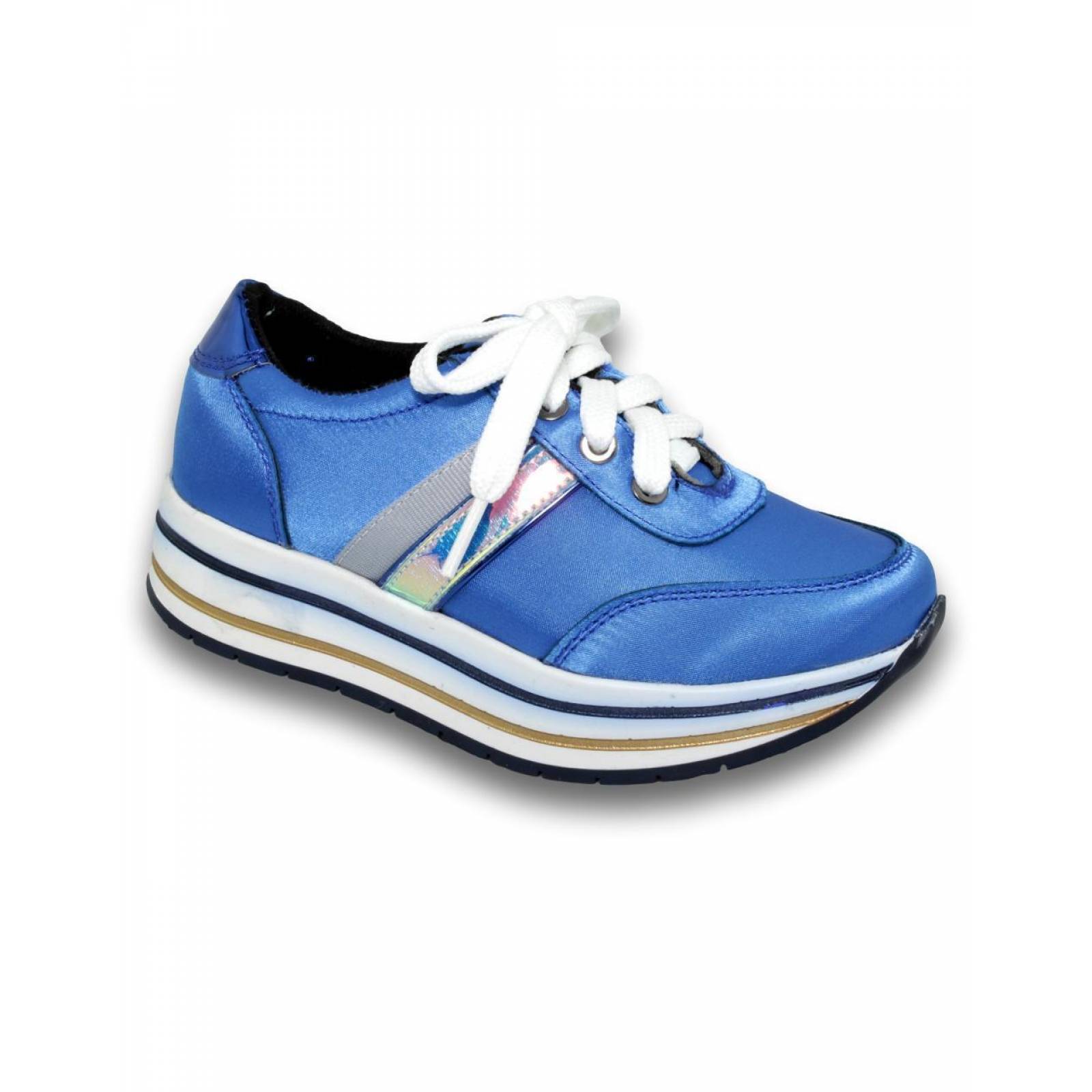 Tenis Para Niña Estilo 0421Te21 Simipiel Color Shantung Electrico