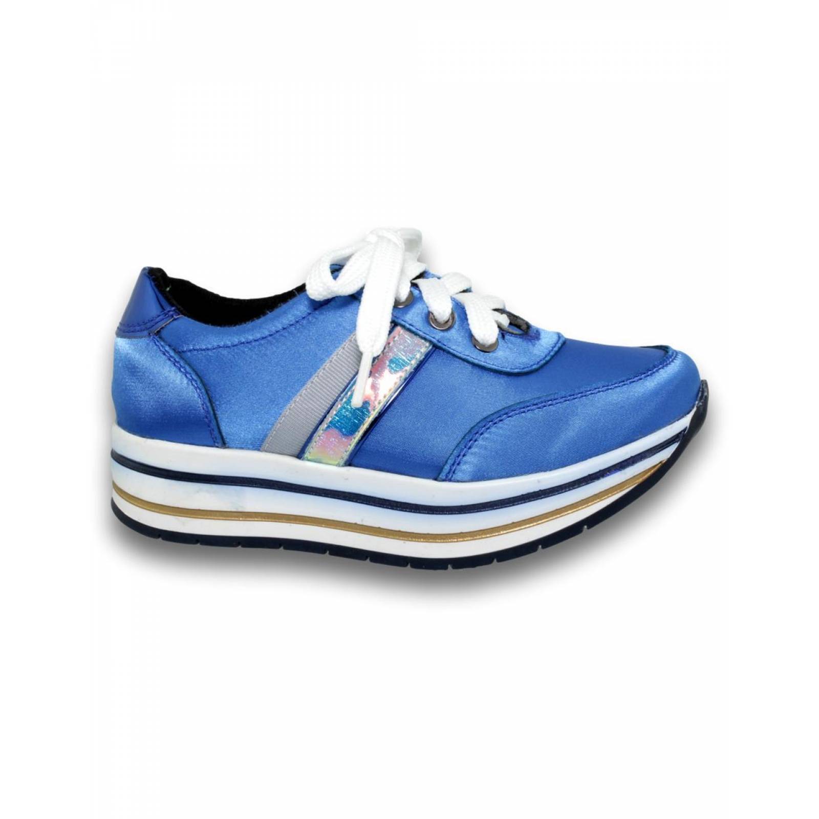 Tenis Para Niña Estilo 0421Te21 Simipiel Color Shantung Electrico