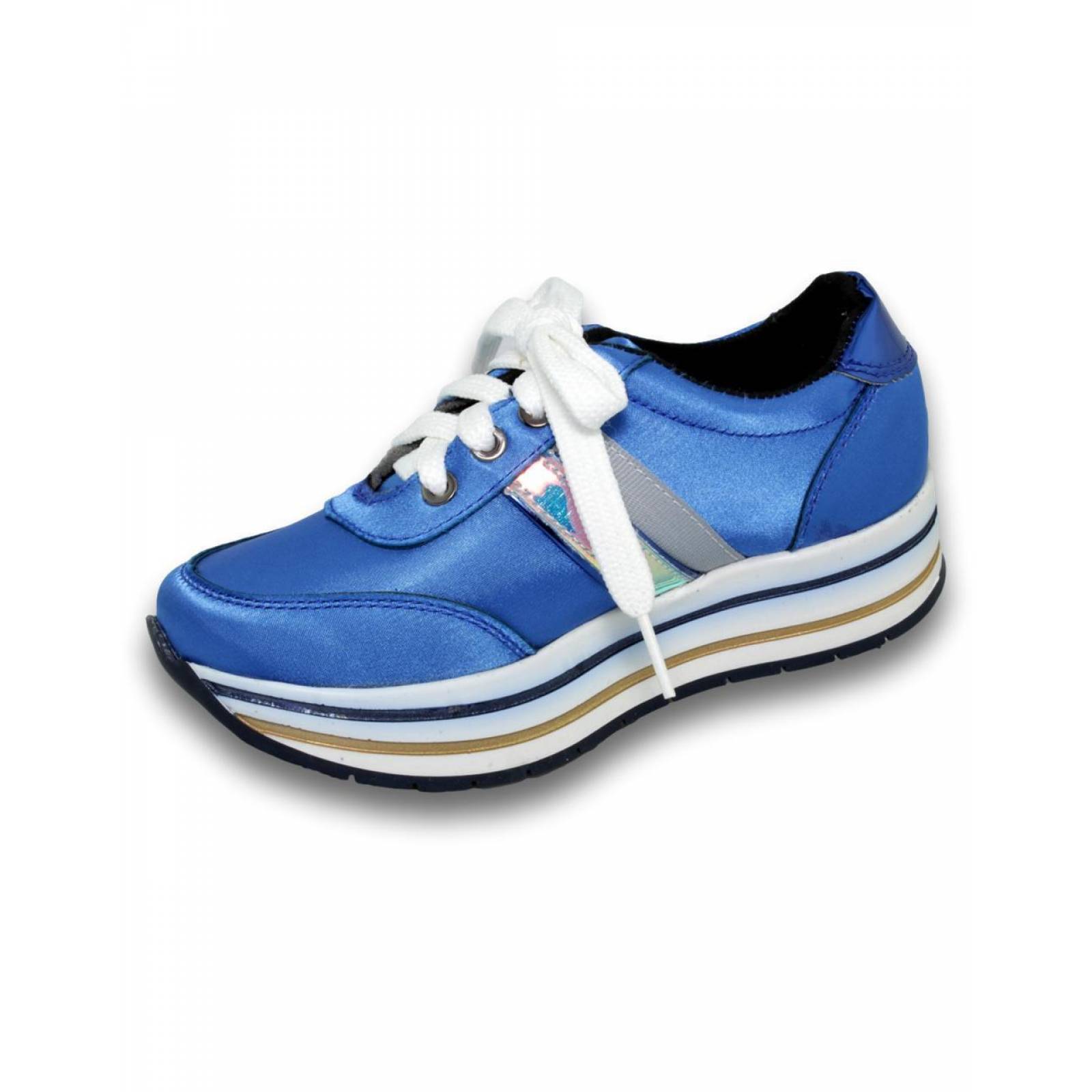 Tenis Para Niña Estilo 0421Te21 Simipiel Color Shantung Electrico