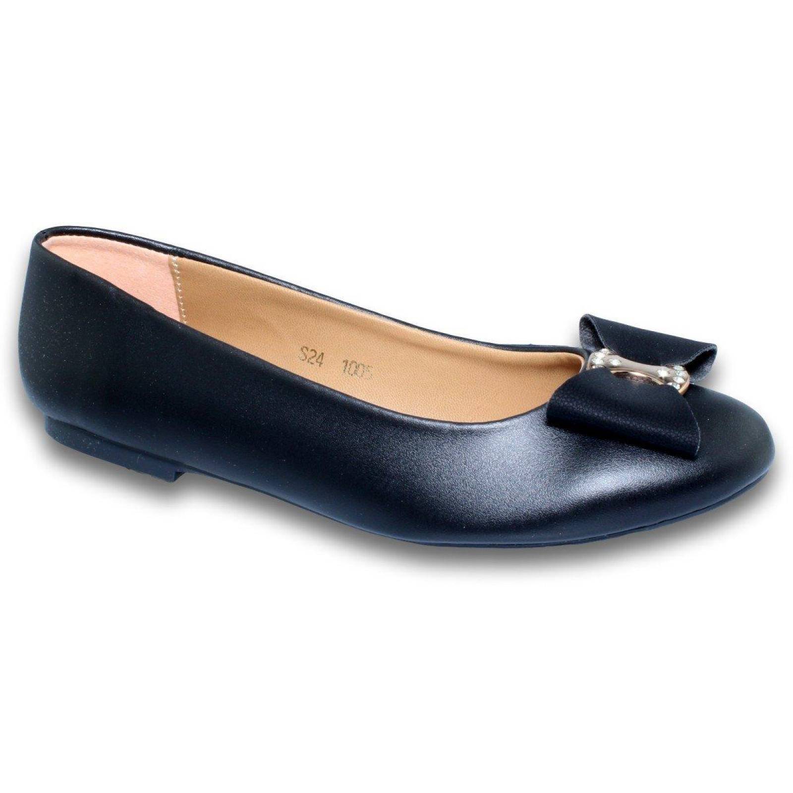 Balerinas Para Mujer Con Moño. Estilo 2105Co5 Simipiel Color Negro